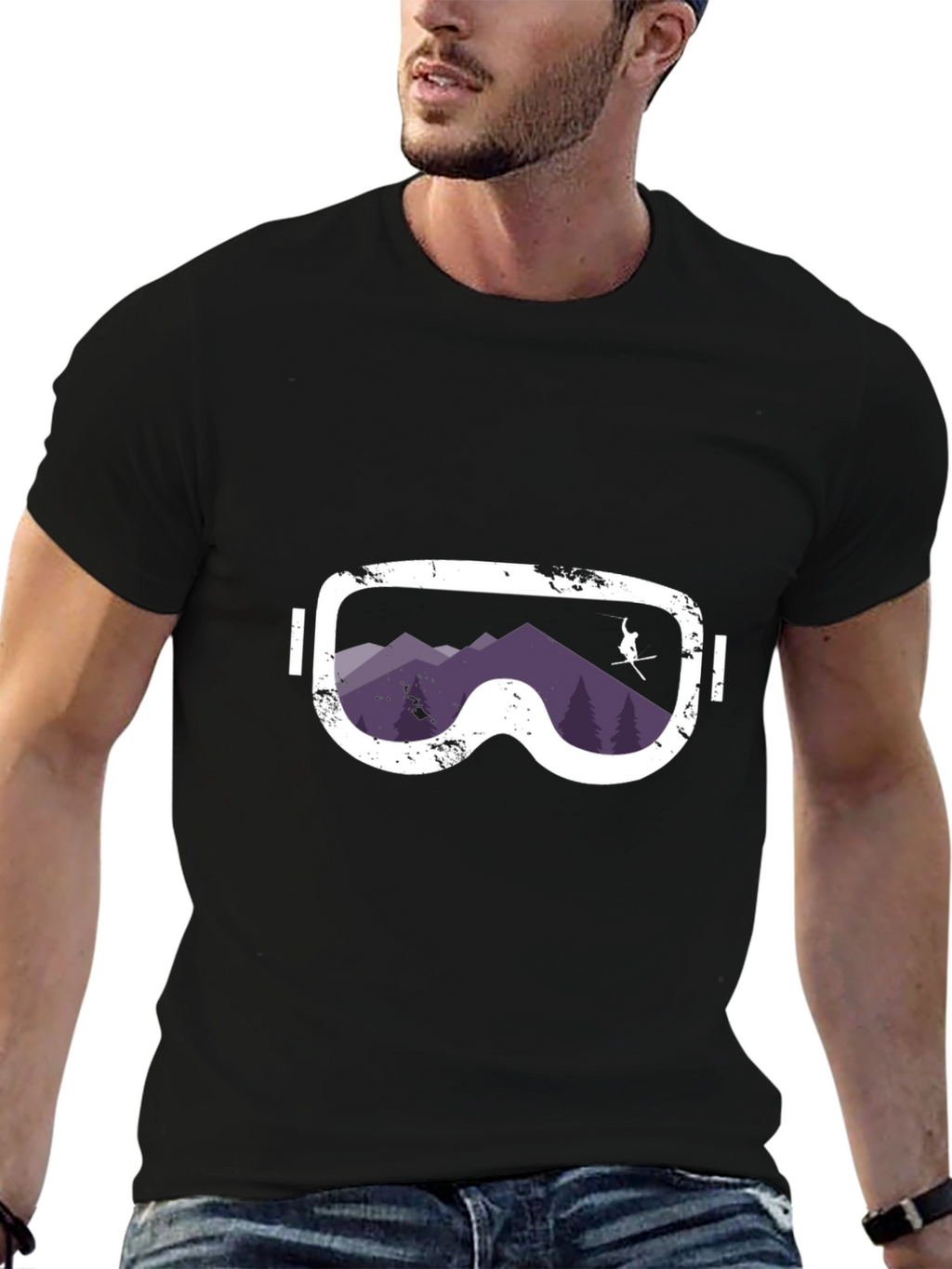 Ski Goggles Mountain Scene Graphic Tee