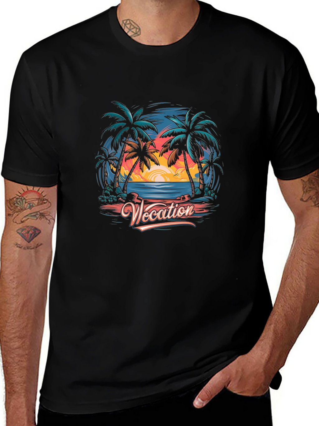 Vacation Palm Tree Graphic Tee - Island Getaway