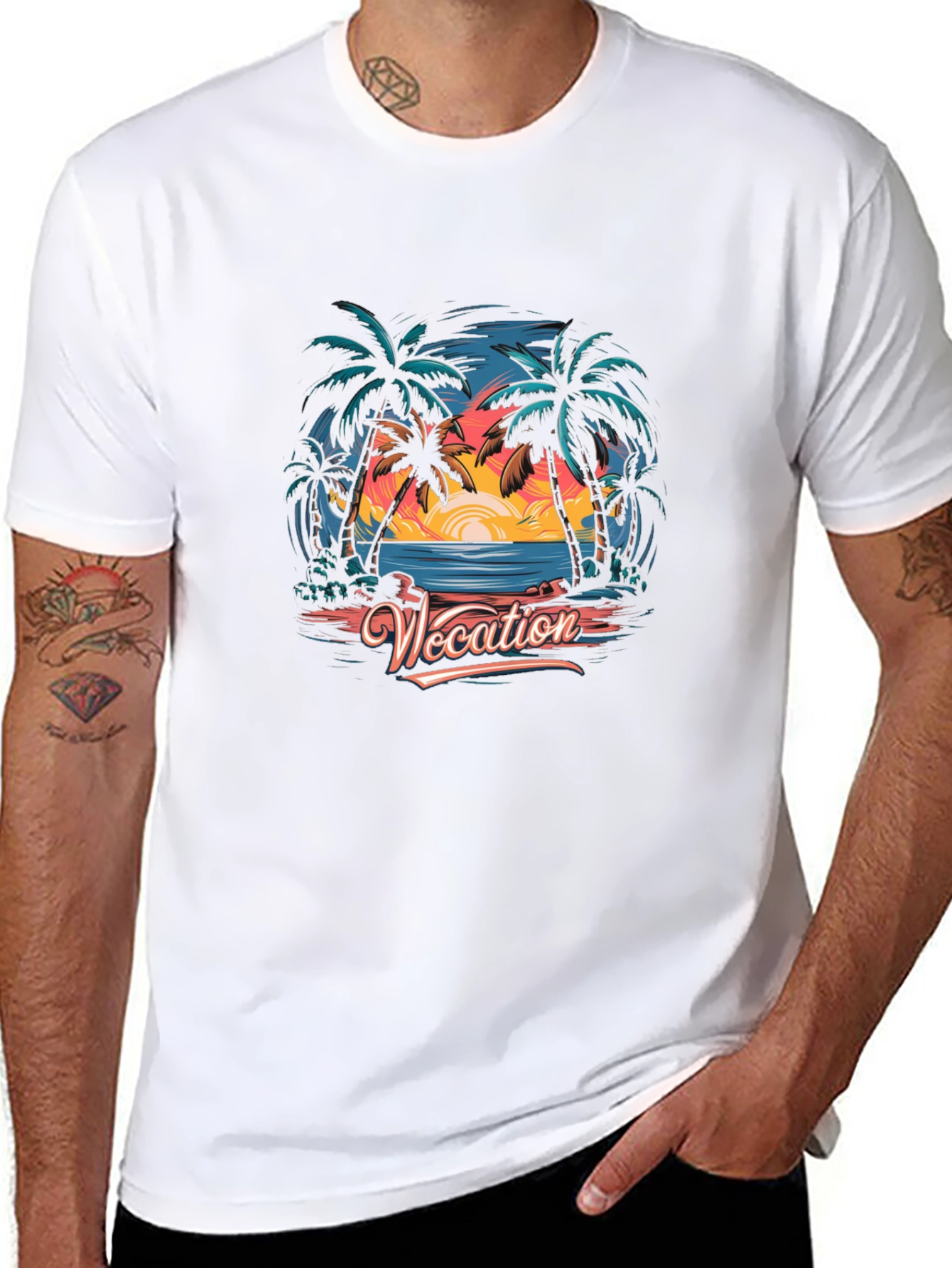 Vacation Palm Tree Graphic Tee - Island Getaway