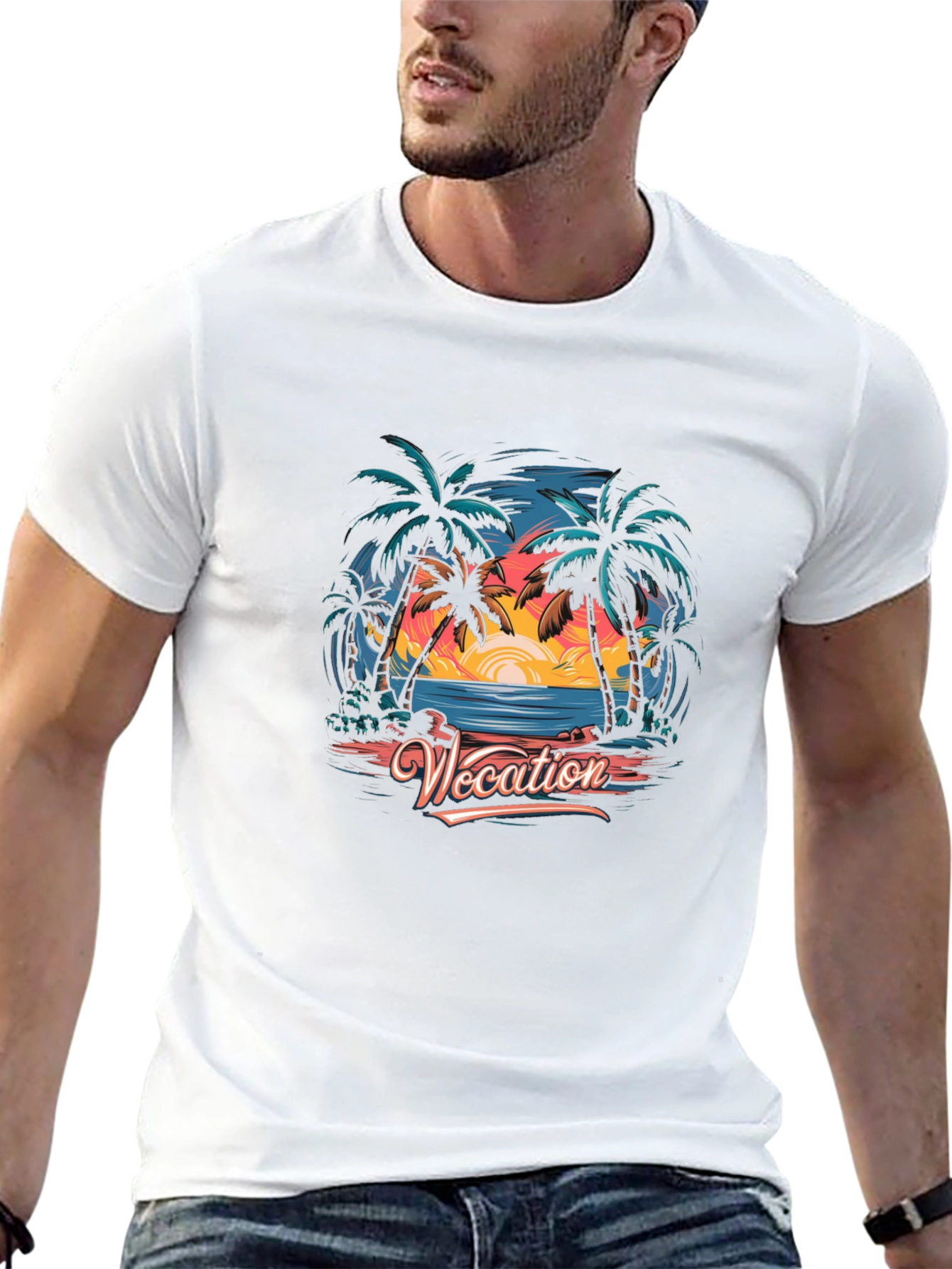 Vacation Palm Tree Graphic Tee - Island Getaway