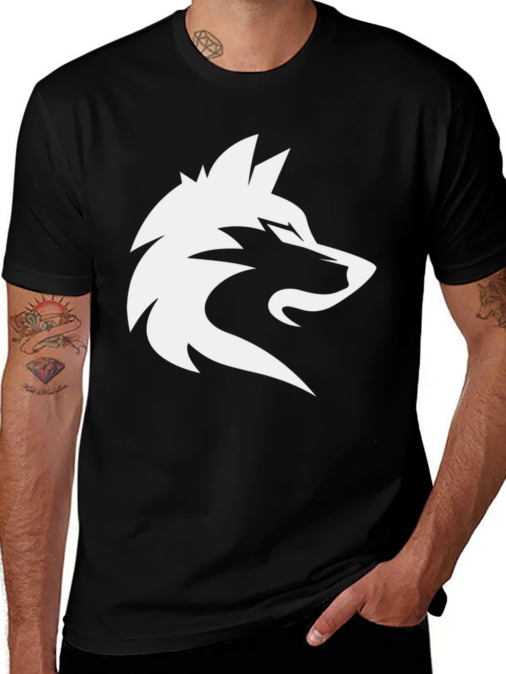 Black Wolf Logo T-Shirt - Mens Graphic Tee