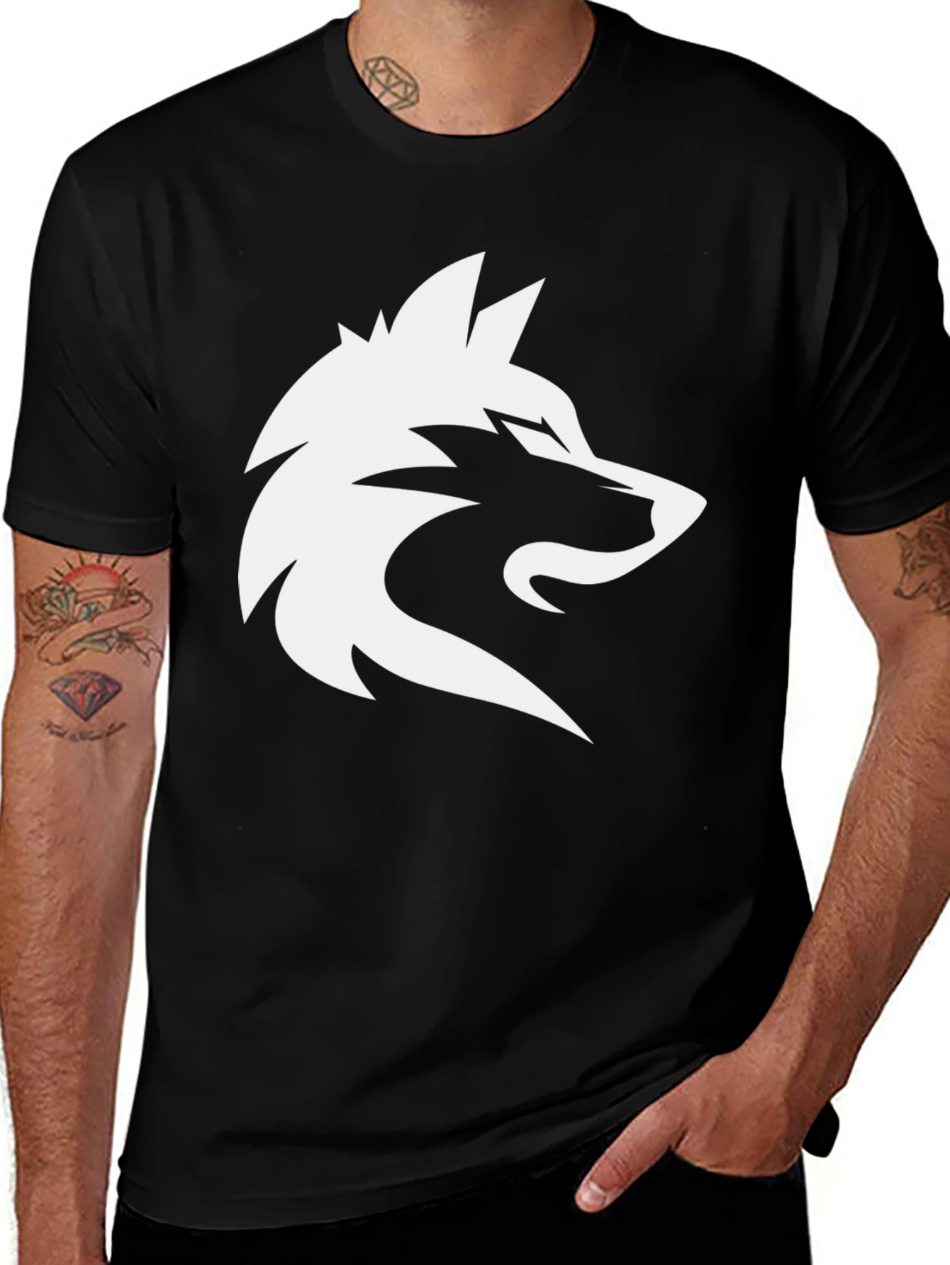 Black Wolf Logo T-Shirt - Mens Graphic Tee