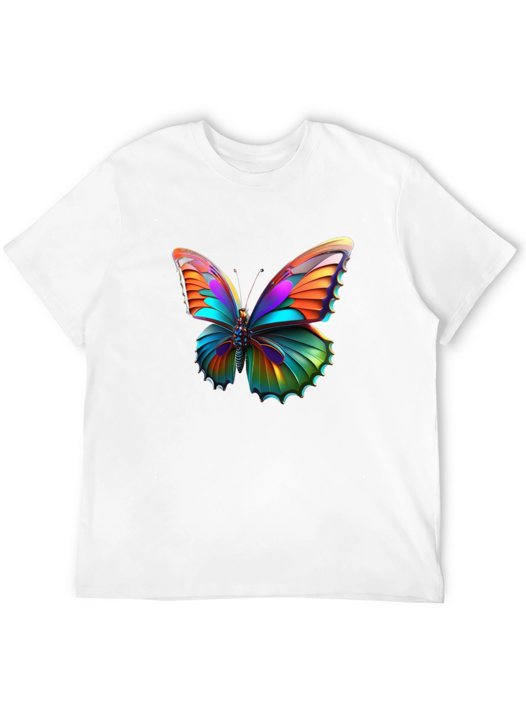 Vivid Butterfly Graphic Black T-Shirt