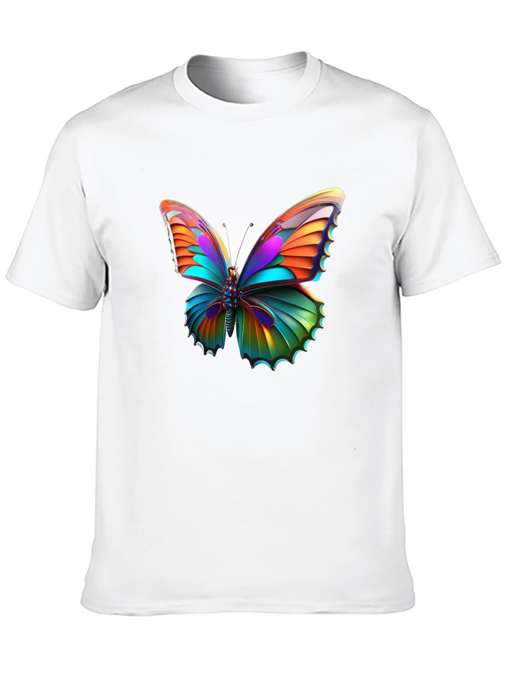 Vivid Butterfly Graphic Black T-Shirt