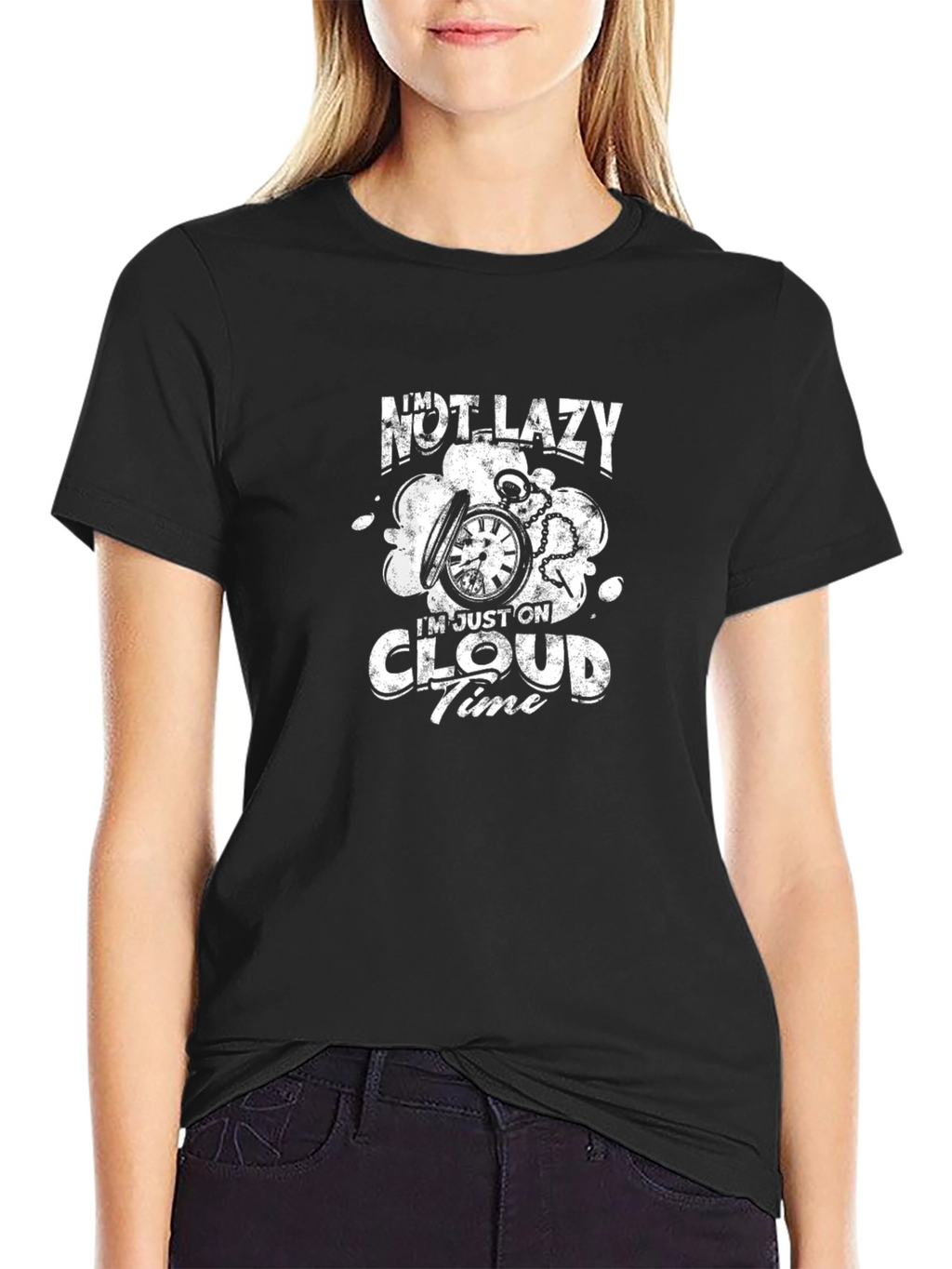 Im Not Lazy Im On Cloud Time Black T-Shirt