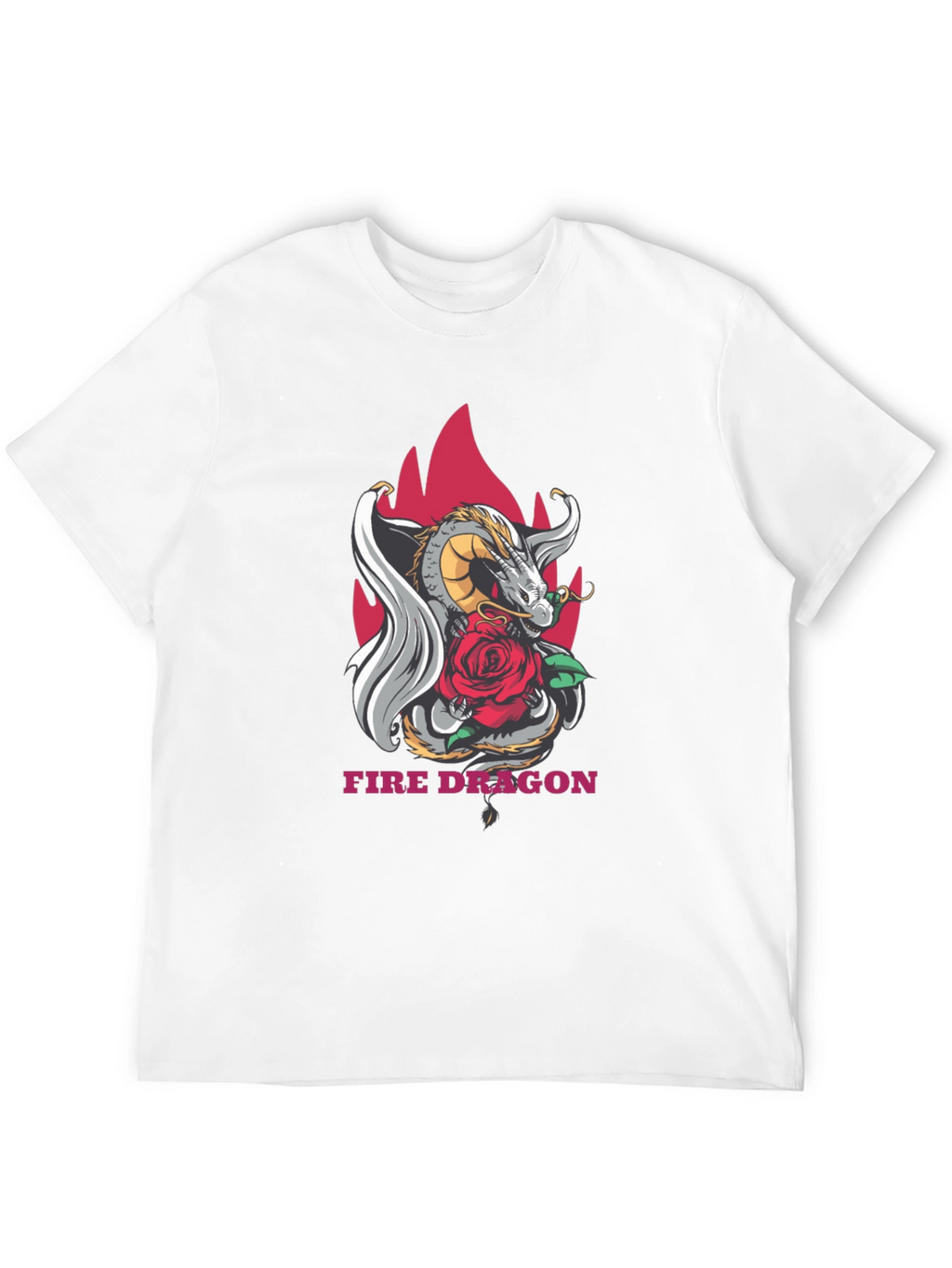 Dragon & Rose Graphic Tee - Stylish Black T-Shirt
