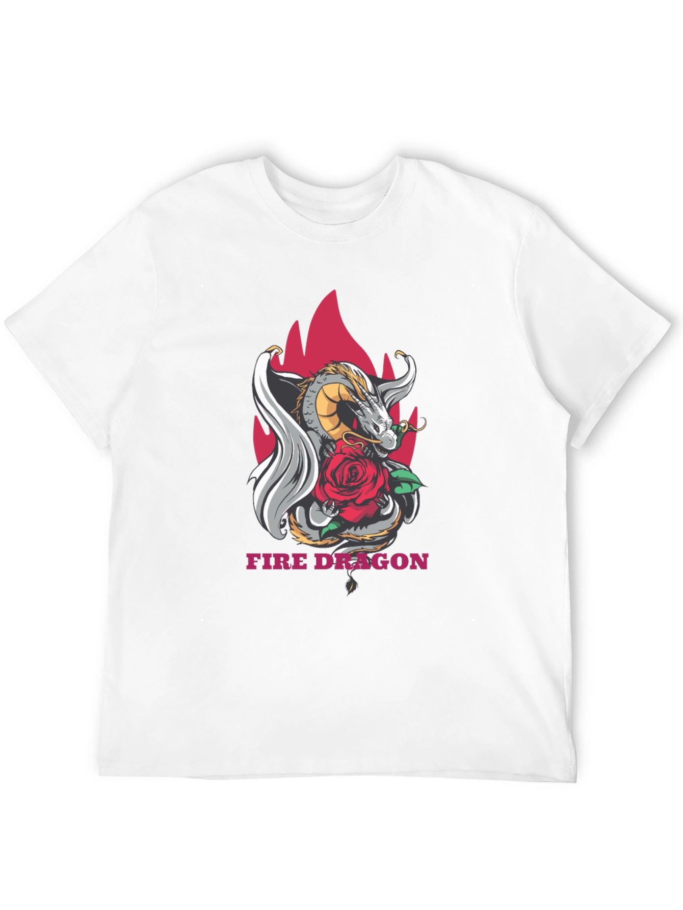 Dragon & Rose Graphic Tee - Stylish Black T-Shirt
