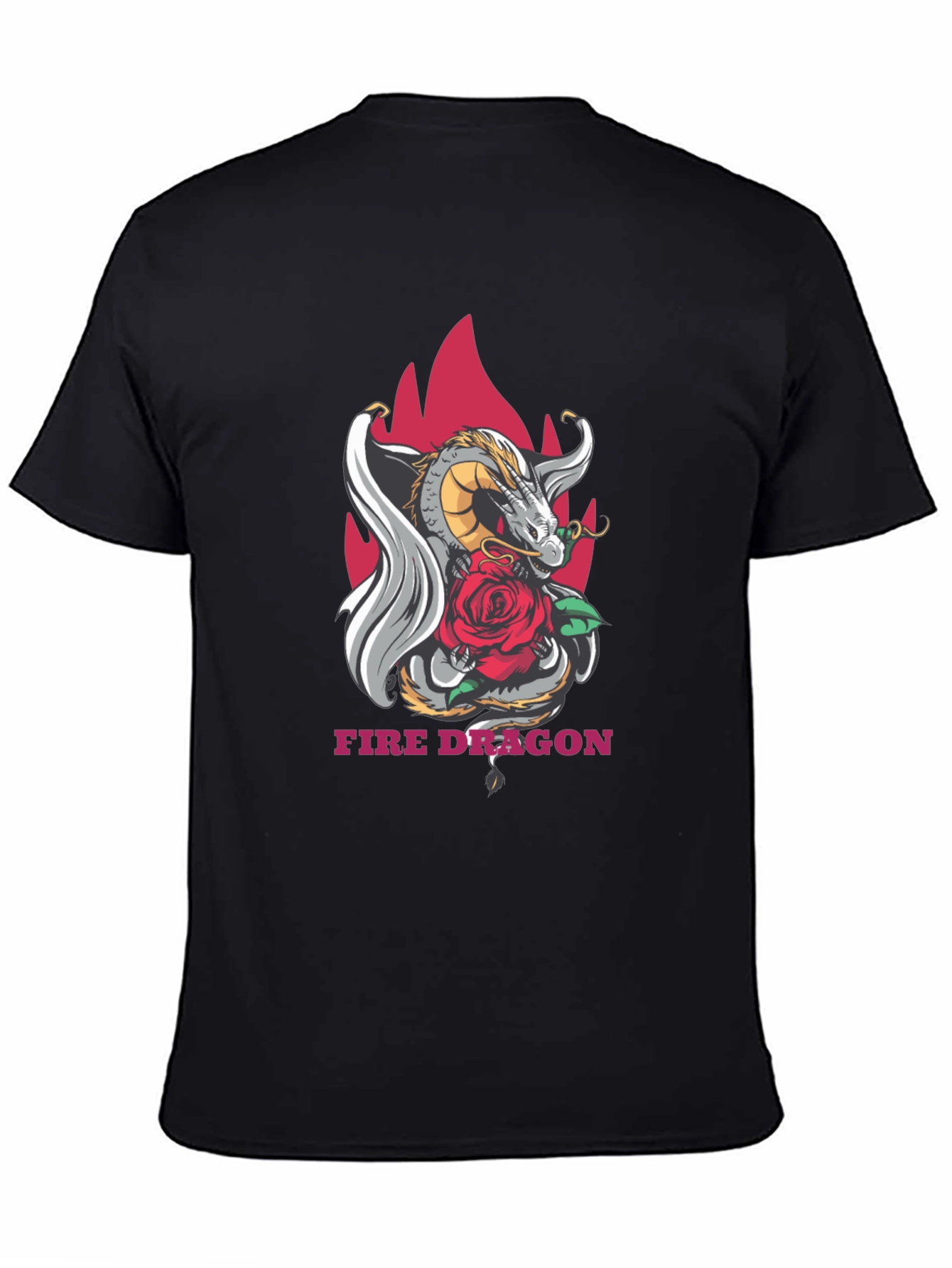 Dragon & Rose Graphic Tee - Stylish Black T-Shirt