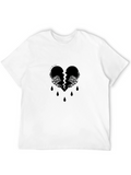 Broken Heart Skeleton Hand Graphic Tee - Black