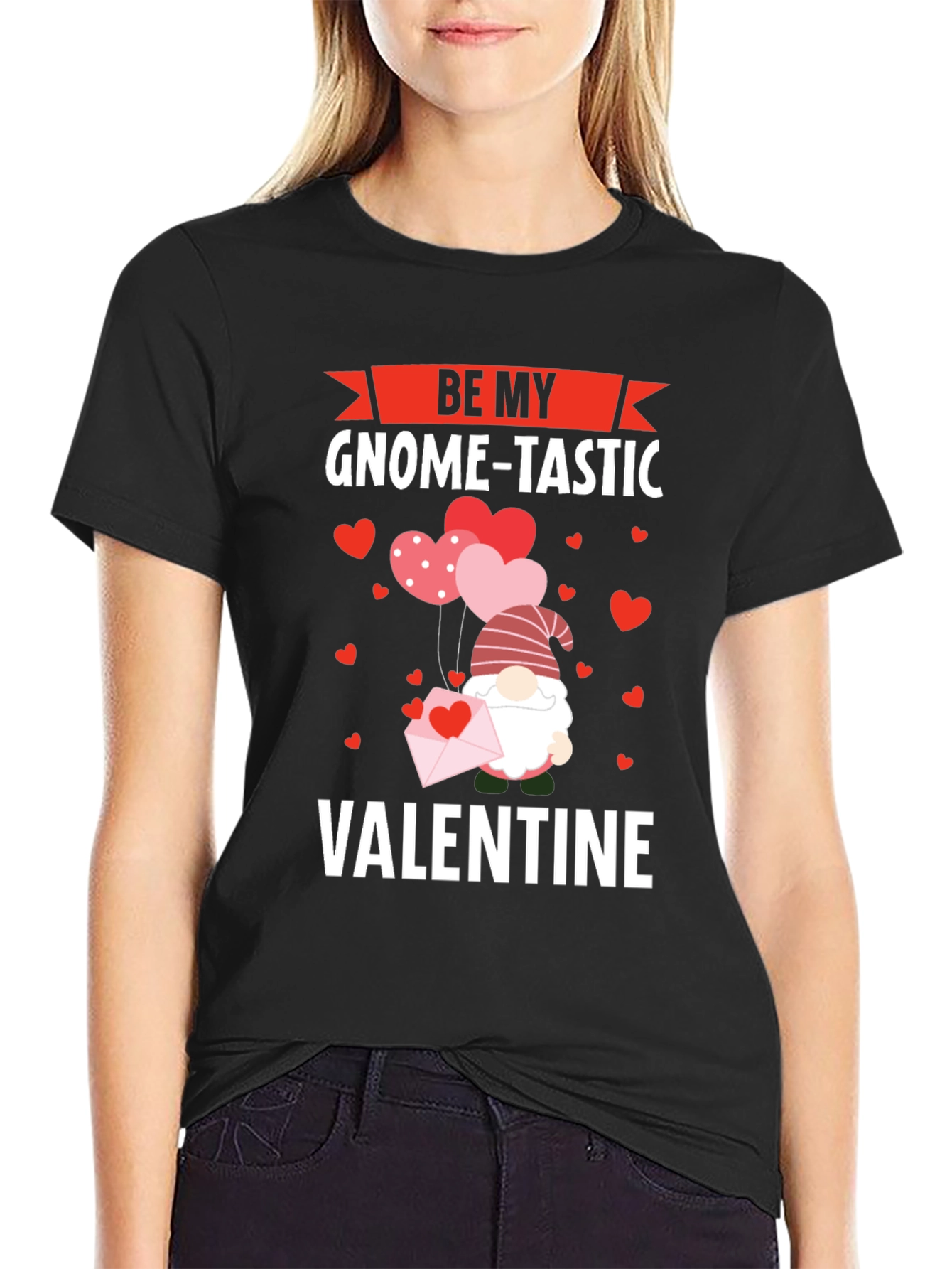 Be My Gnome-Tastic Valentine Black Graphic T-Shirt
