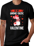 Be My Gnome-Tastic Valentine Black Graphic T-Shirt
