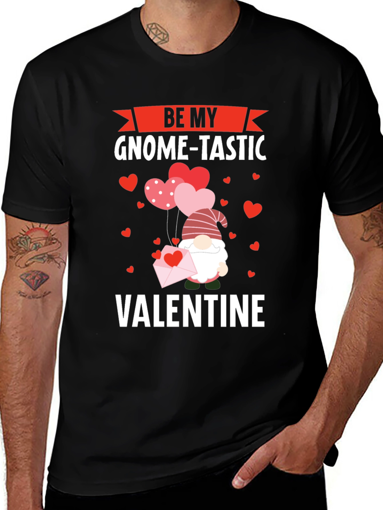 Be My Gnome-Tastic Valentine Black Graphic T-Shirt