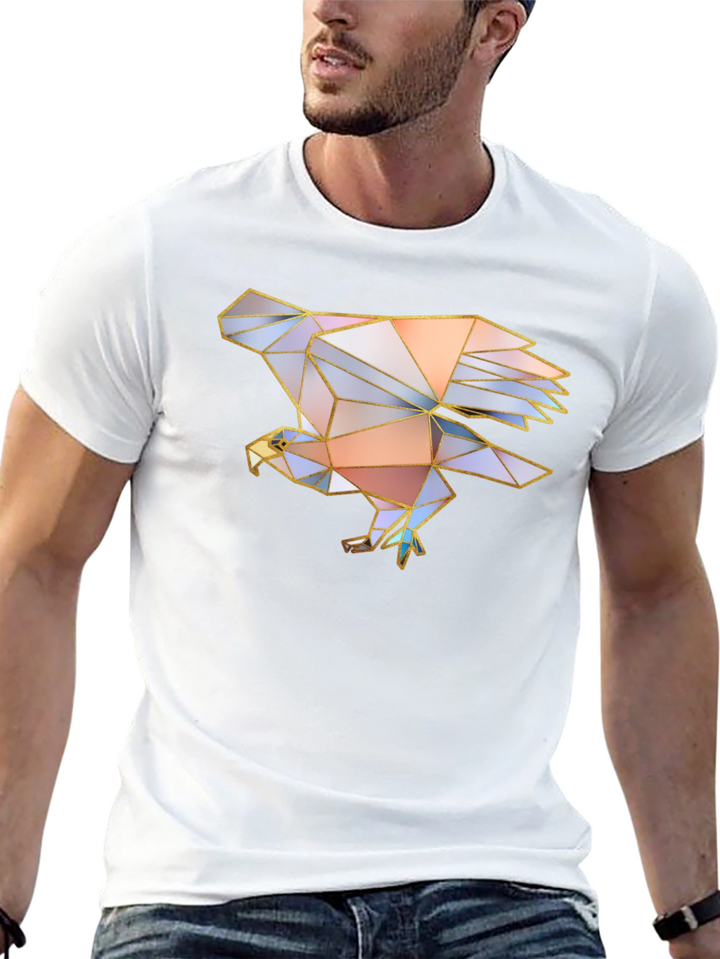 Geometric Eagle Graphic Tee - Mens Black T-Shirt