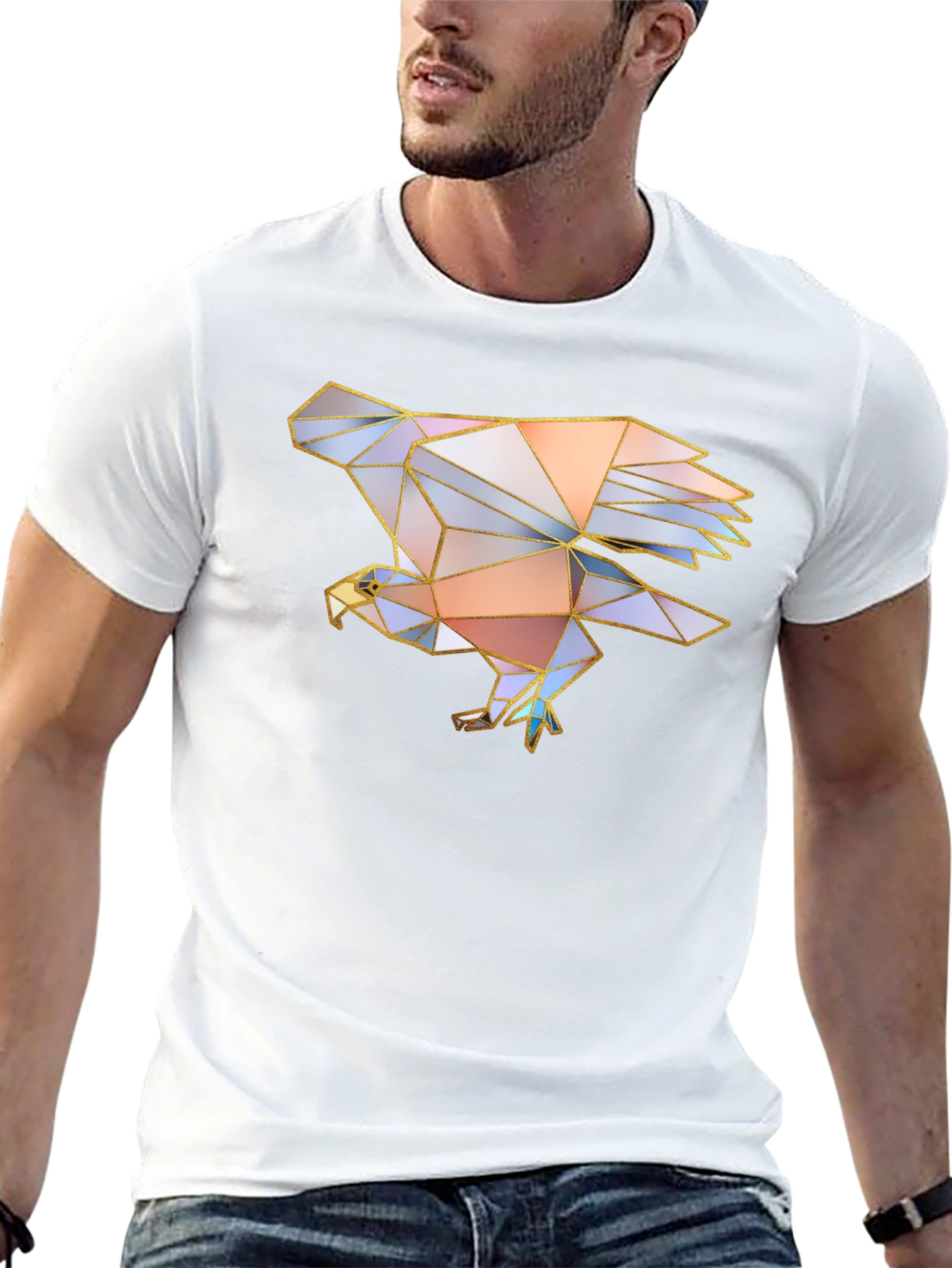 Geometric Eagle Graphic Tee - Mens Black T-Shirt