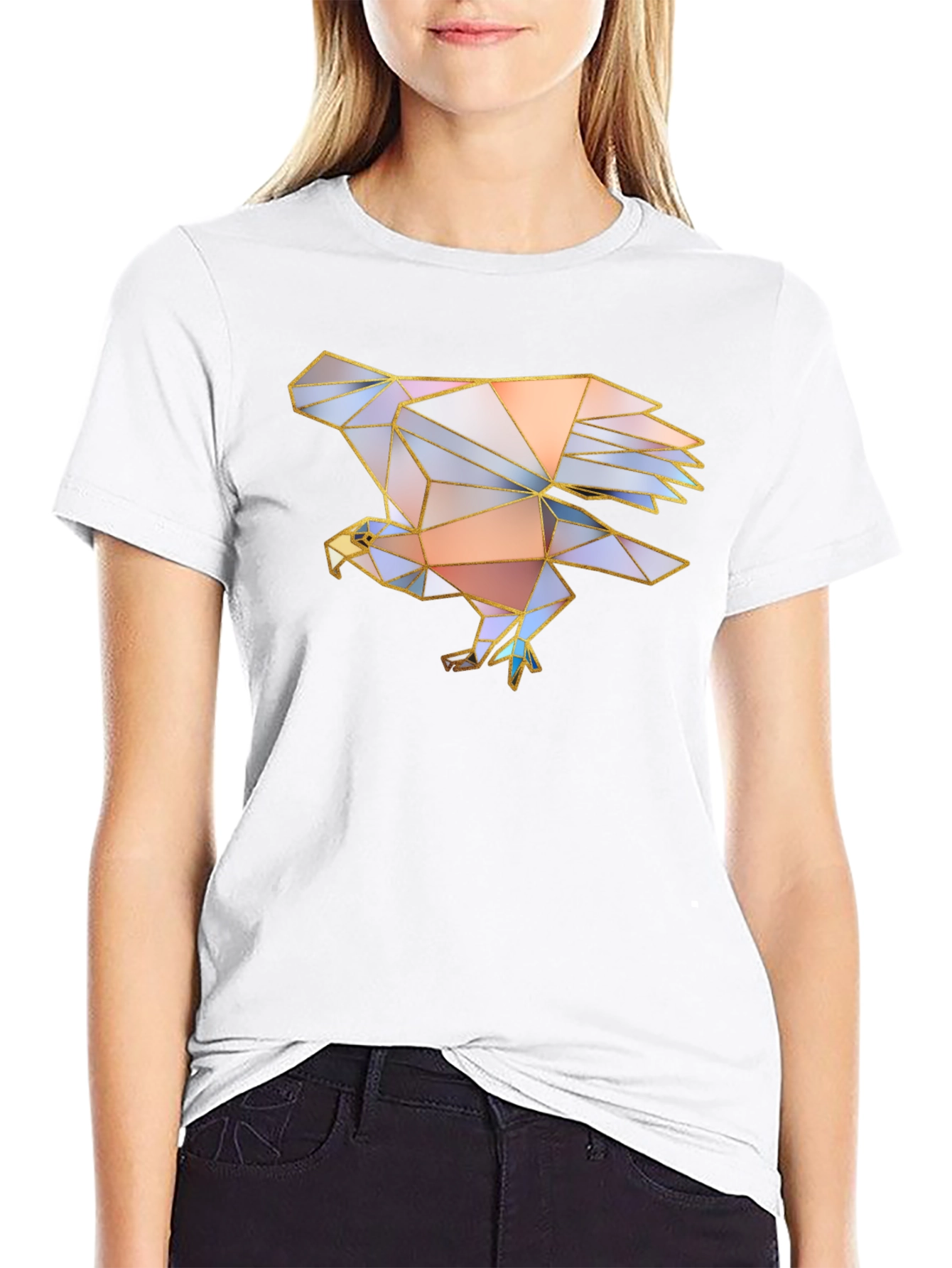 Geometric Eagle Graphic Tee - Mens Black T-Shirt