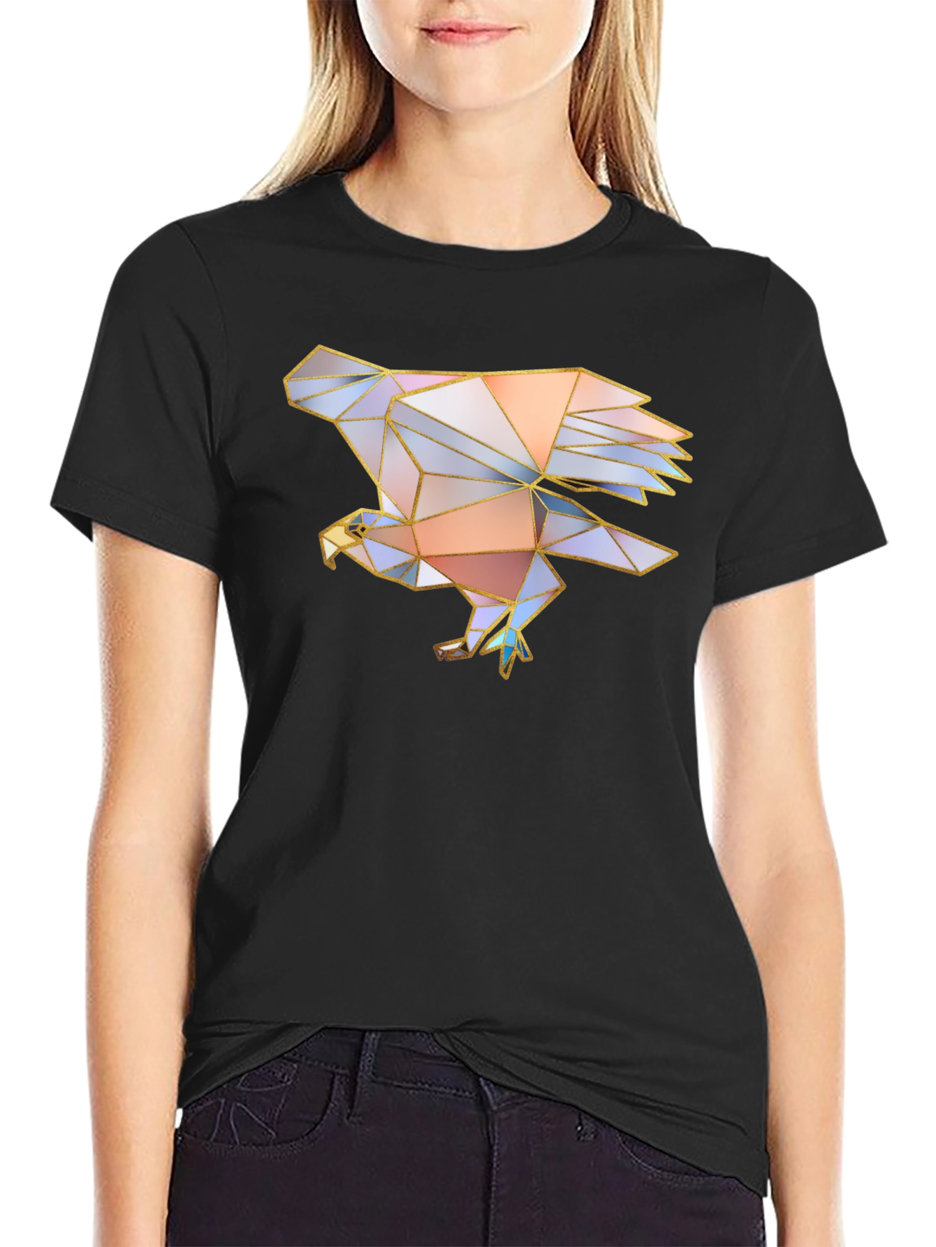Geometric Eagle Graphic Tee - Mens Black T-Shirt
