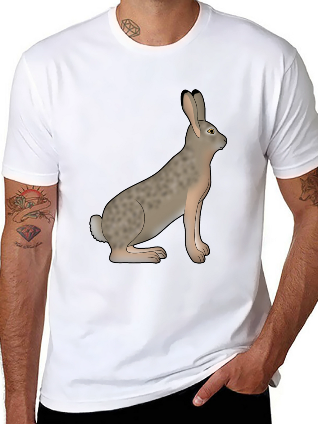 Rabbit Graphic Tee - Black Cotton Casual Wear