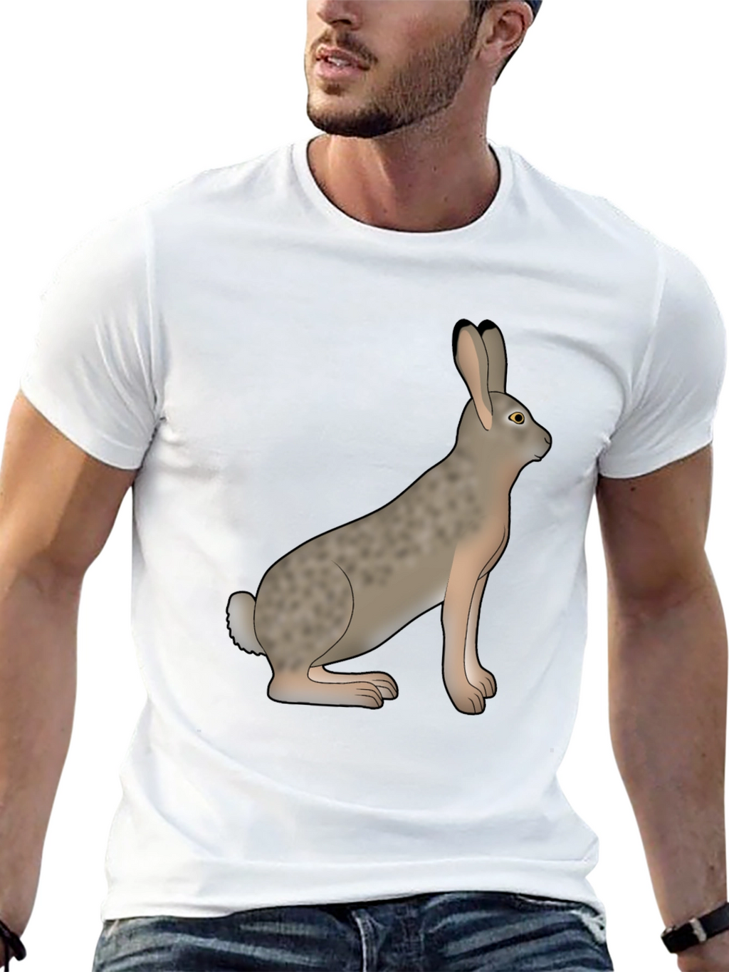 Rabbit Graphic Tee - Black Cotton Casual Wear