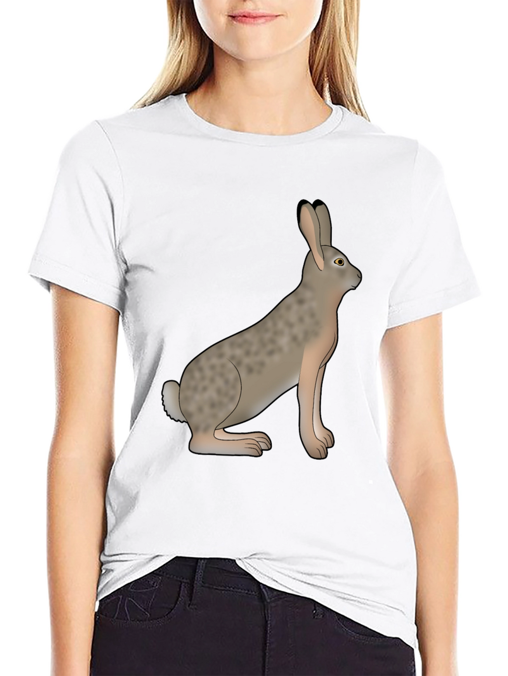Rabbit Graphic Tee - Black Cotton Casual Wear