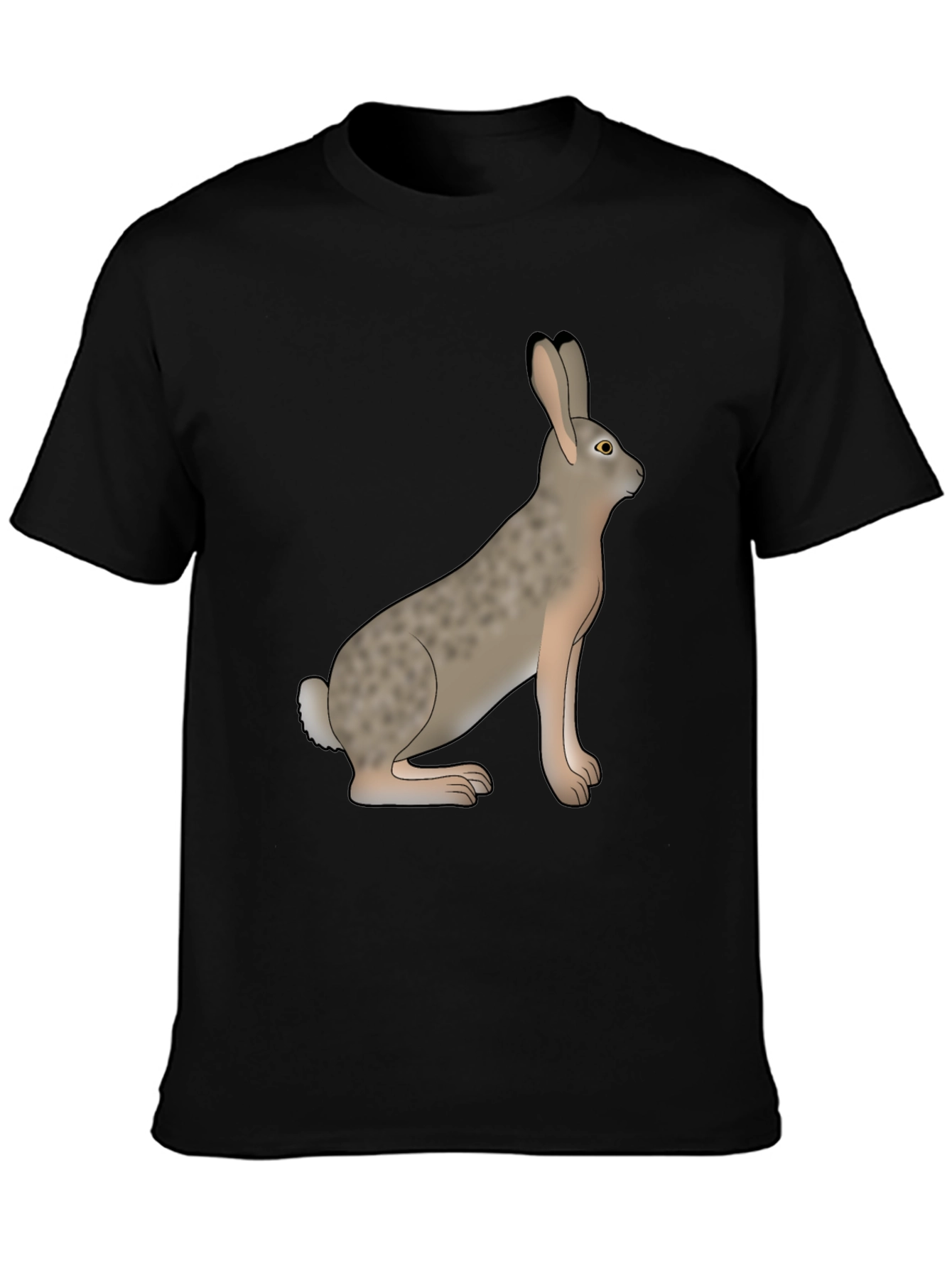 Rabbit Graphic Tee - Black Cotton Casual Wear