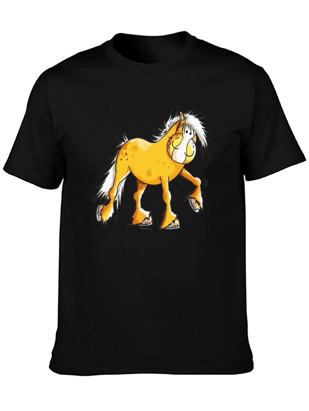 Cartoon Horse Graphic Black T-Shirt