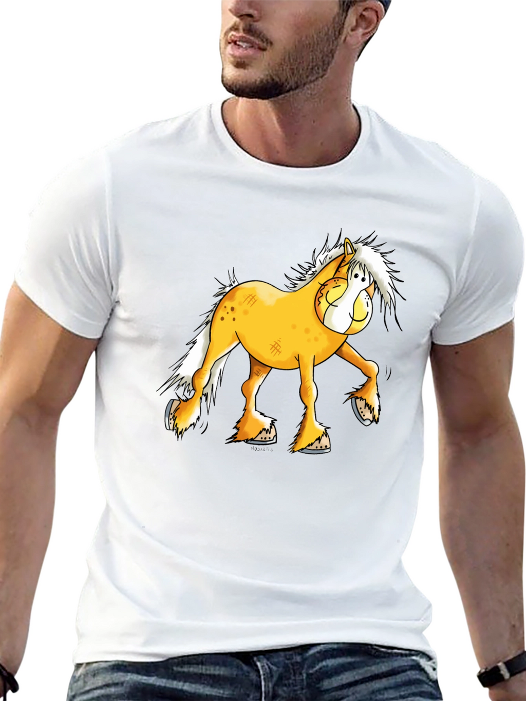 Cartoon Horse Graphic Black T-Shirt