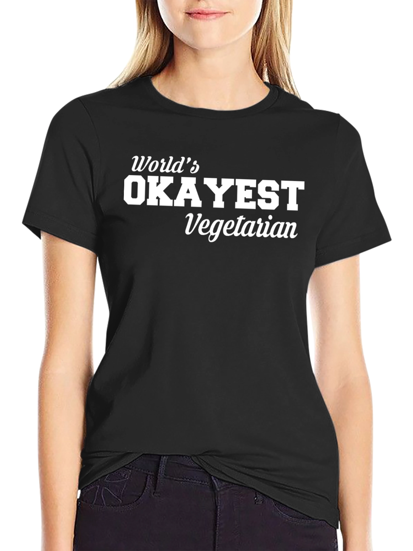 Worlds Okayest Vegetarian Black T-Shirt