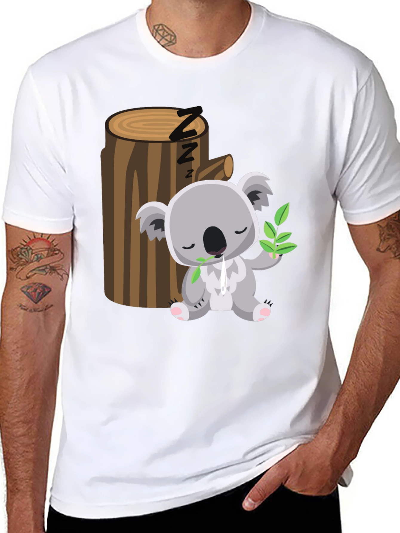 Sleeping Koala T-Shirt - Cute Cartoon Design