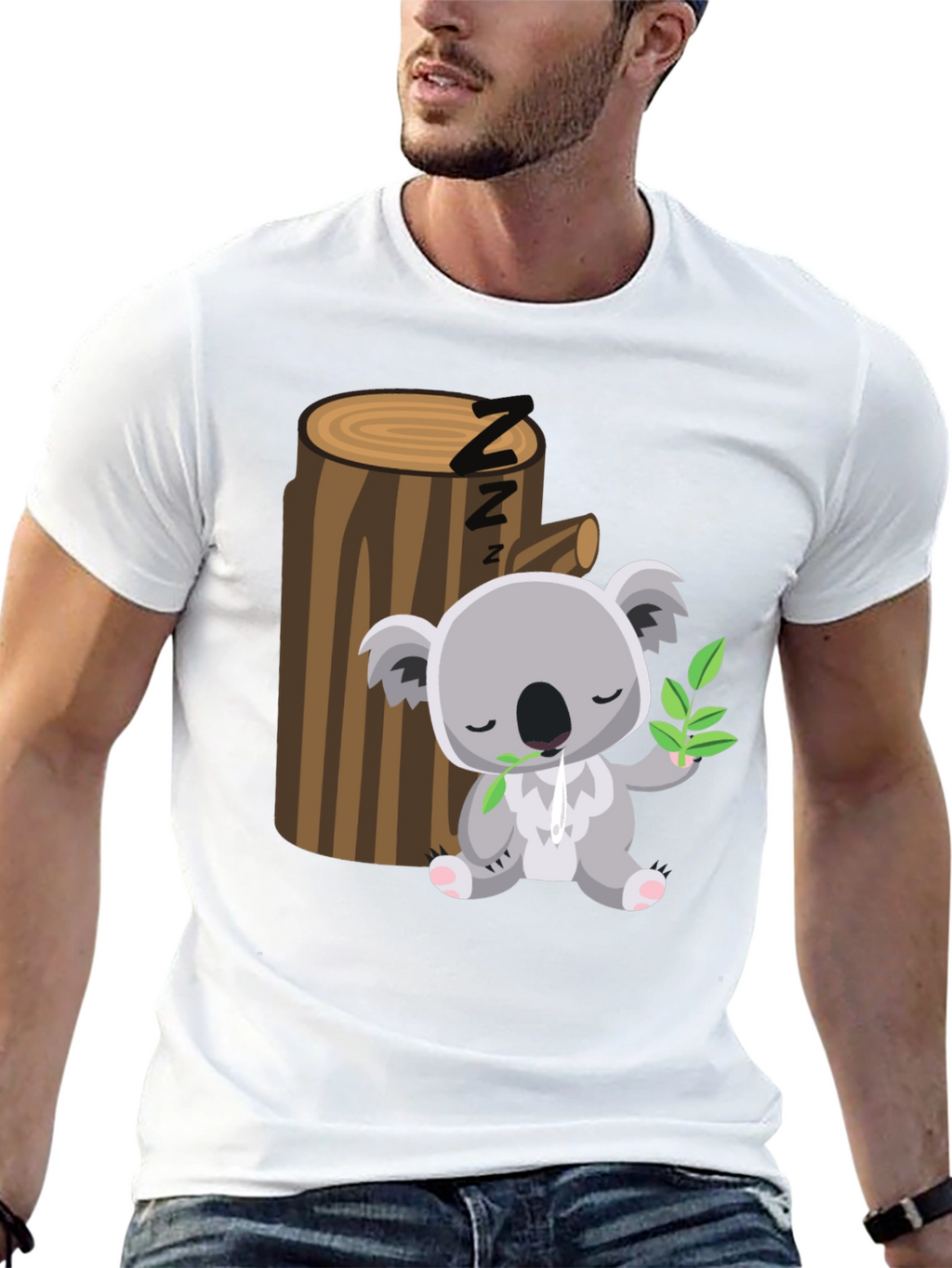Sleeping Koala T-Shirt - Cute Cartoon Design