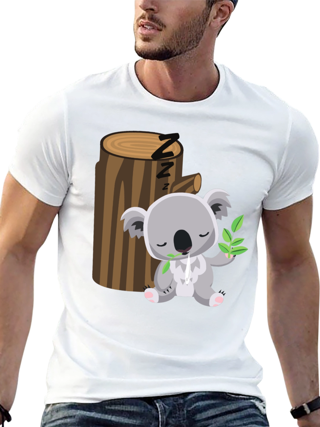 Sleeping Koala T-Shirt - Cute Cartoon Design