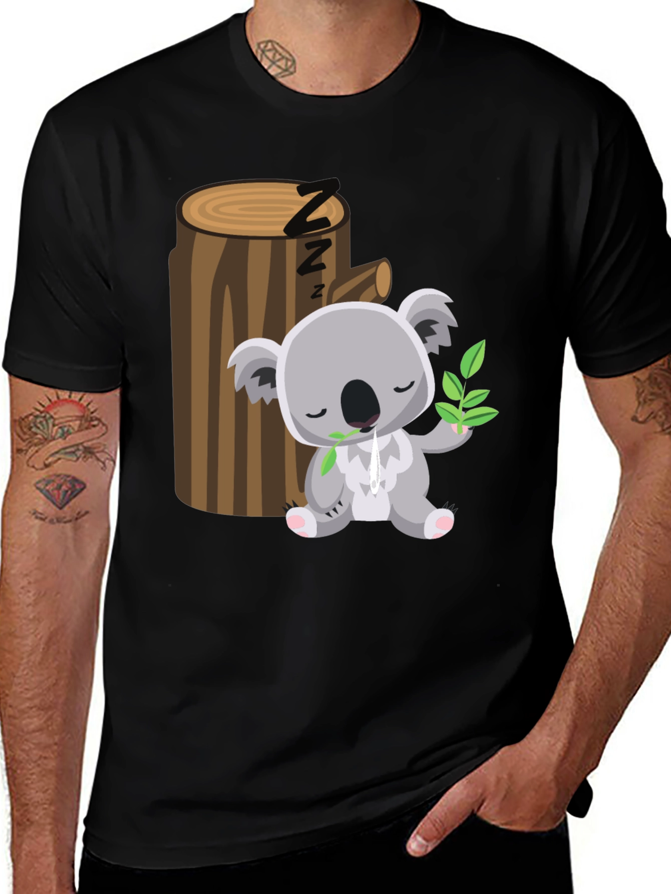 Sleeping Koala T-Shirt - Cute Cartoon Design