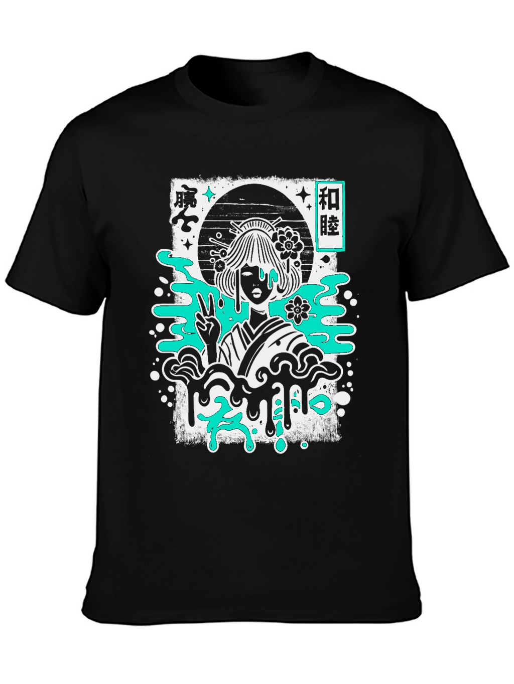 Geisha Graphic Tee - Black Cotton T-Shirt