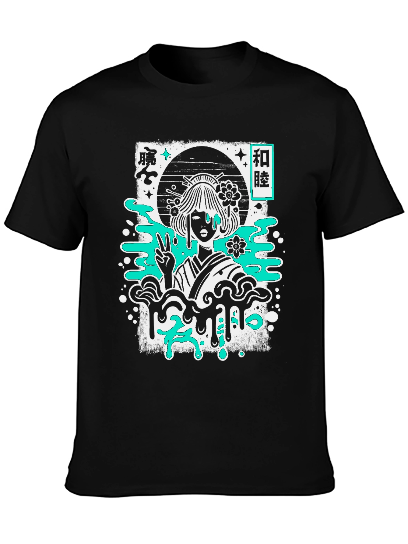 Geisha Graphic Tee - Black Cotton T-Shirt