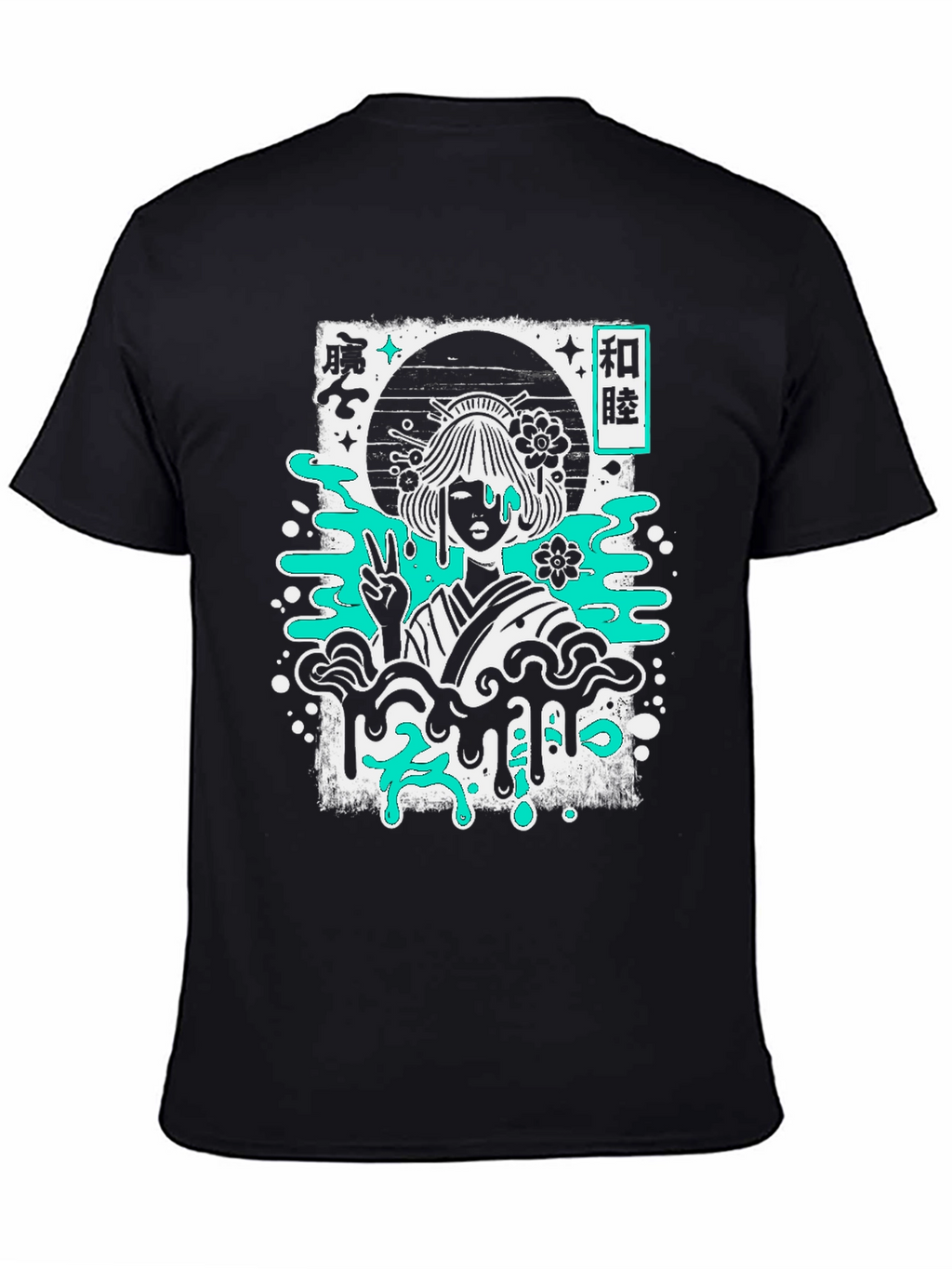 Geisha Graphic Tee - Black Cotton T-Shirt