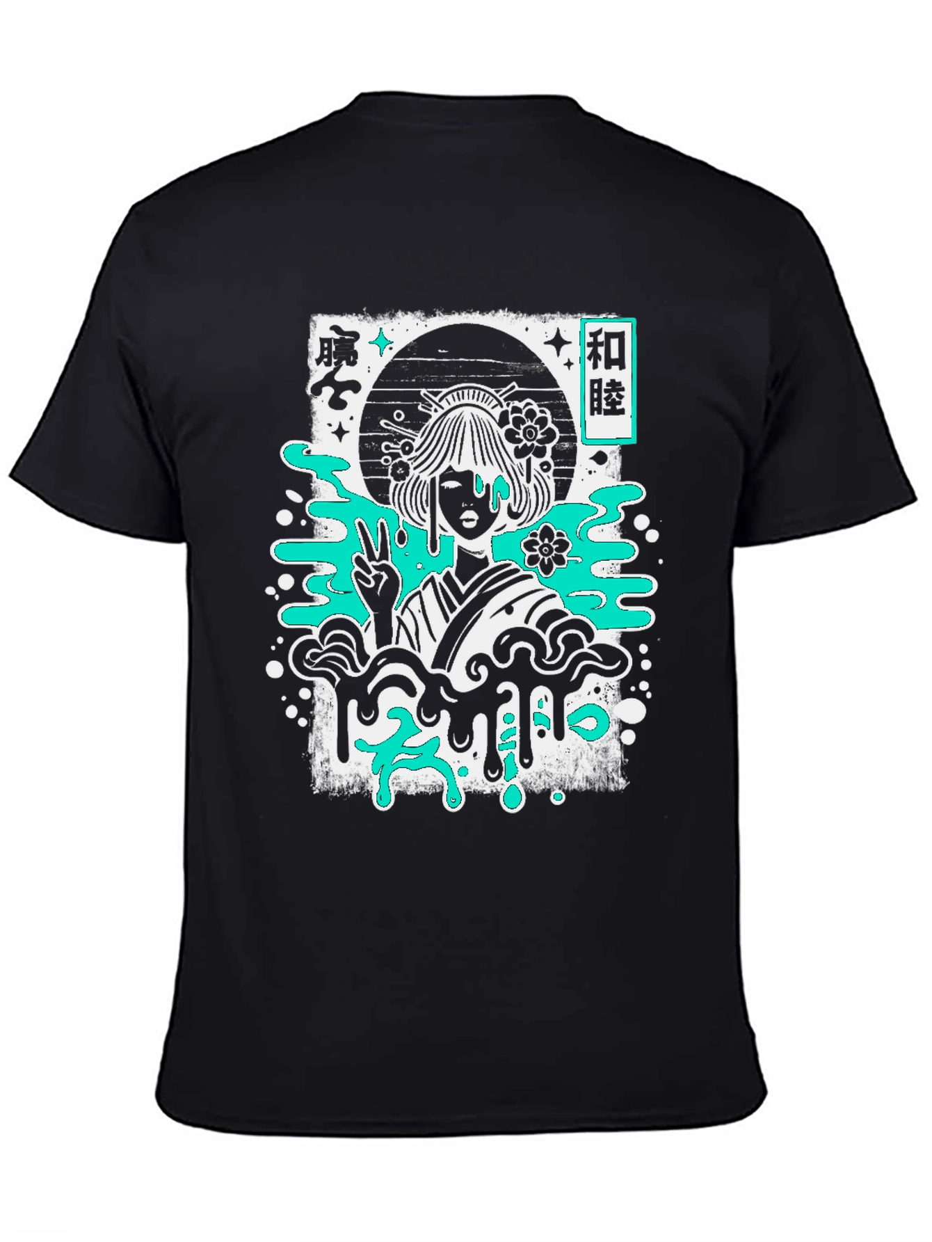 Geisha Graphic Tee - Black Cotton T-Shirt