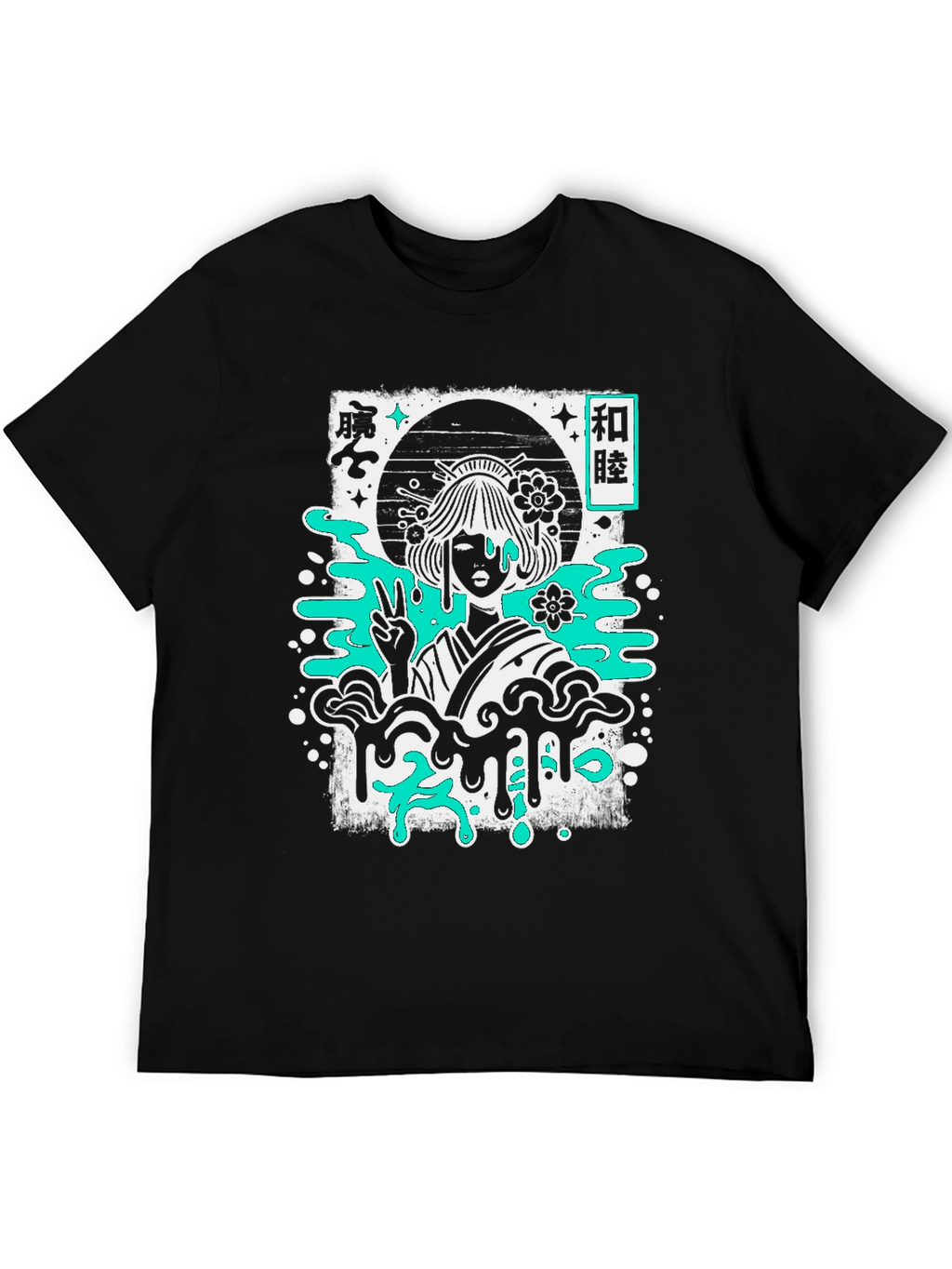 Geisha Graphic Tee - Black Cotton T-Shirt