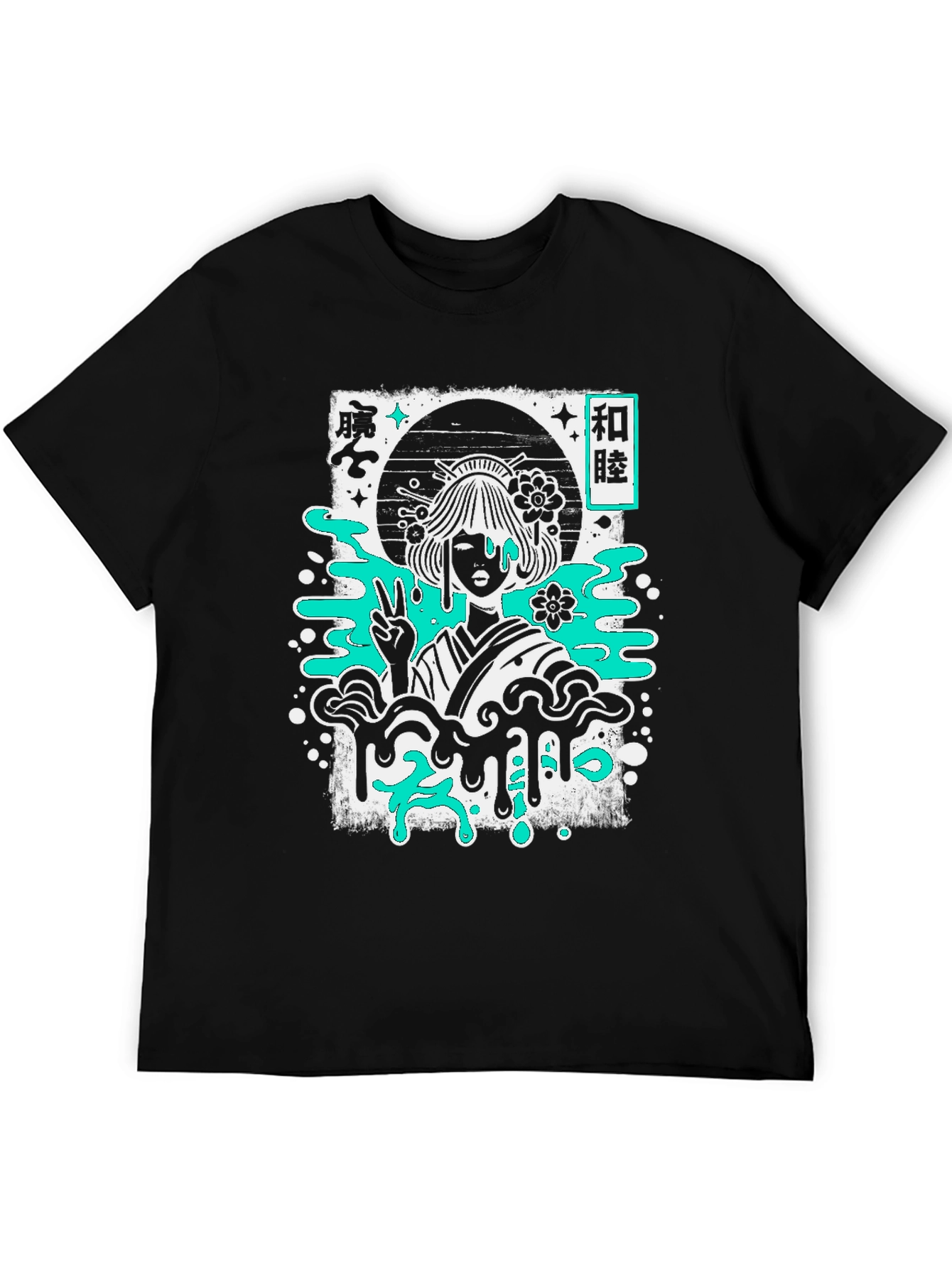 Geisha Graphic Tee - Black Cotton T-Shirt