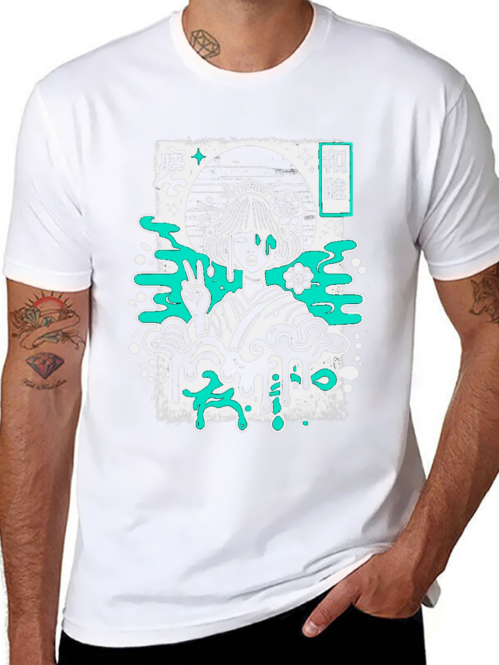 Geisha Graphic Tee - Black Cotton T-Shirt