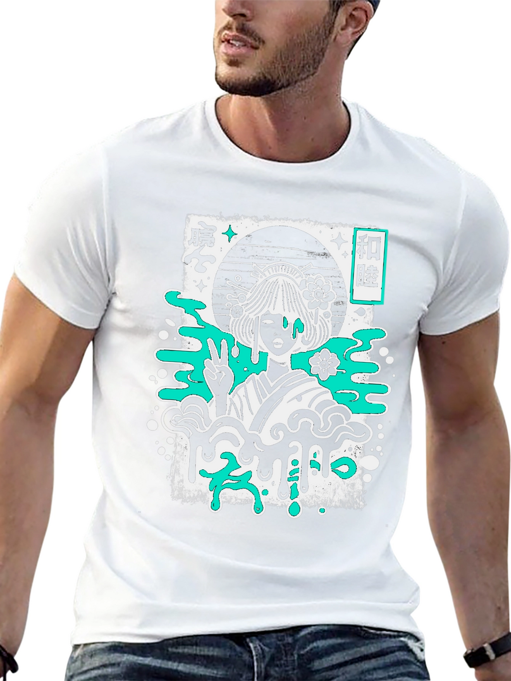 Geisha Graphic Tee - Black Cotton T-Shirt