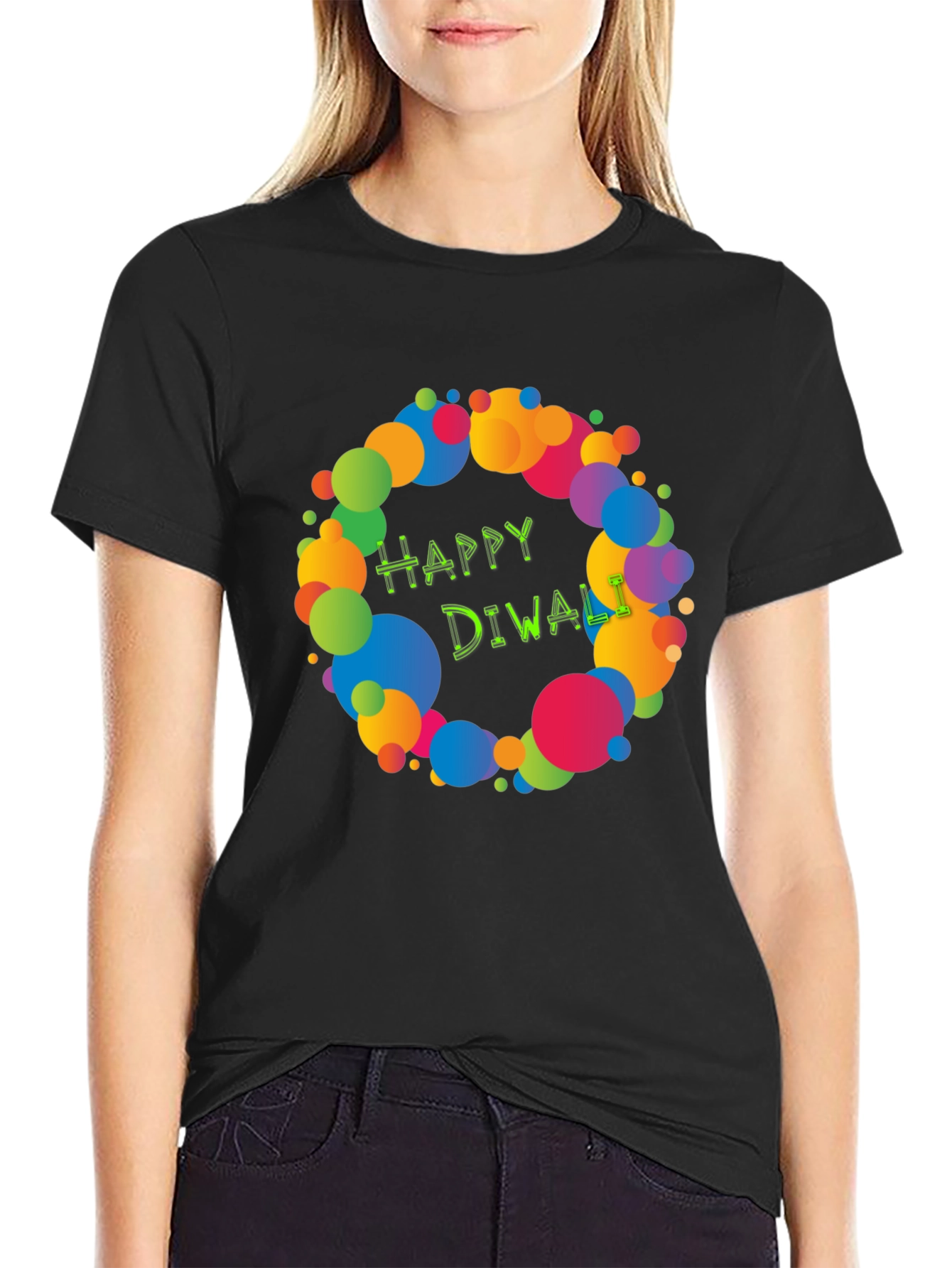 Happy Diwali Colorful Bubble T-Shirt