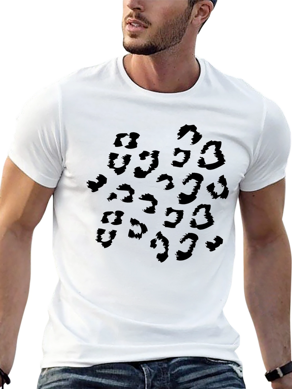 Black Leopard Print Crew Neck T-Shirt