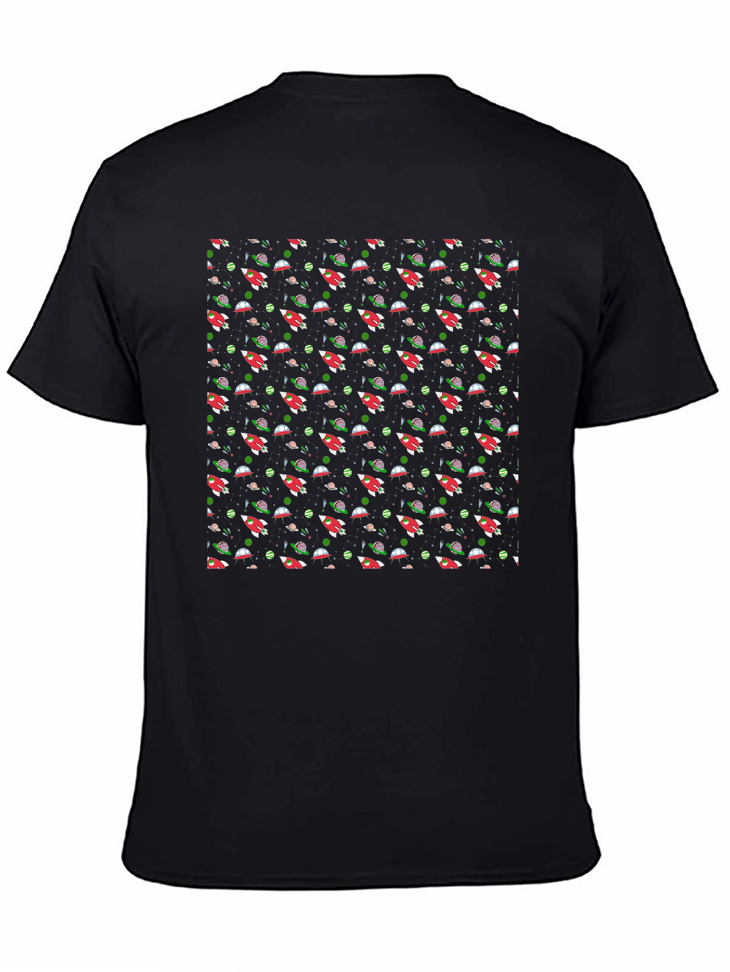 Cosmic Rockets Black T-Shirt - Space Adventure Style