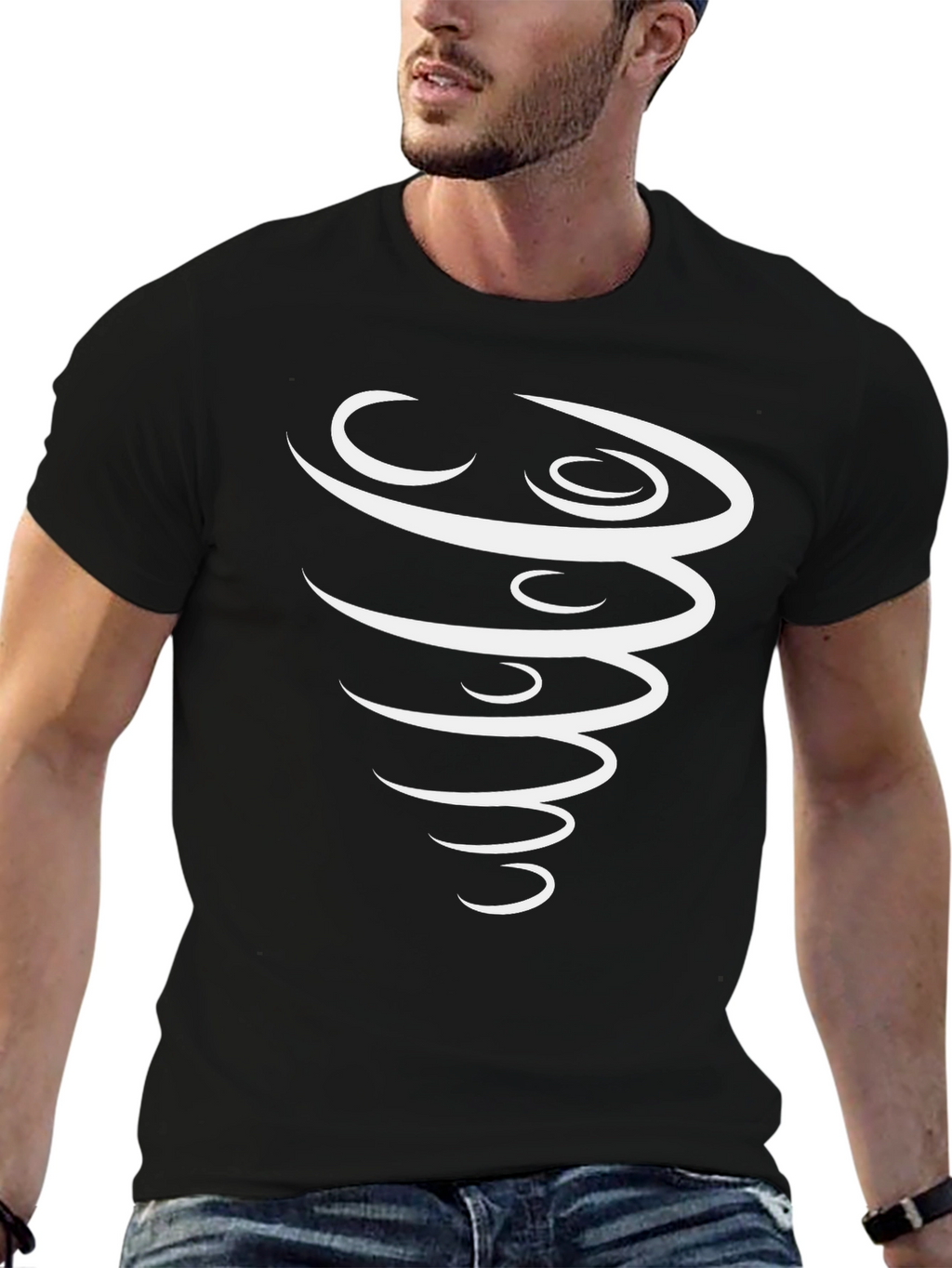 Stylish Tornado Graphic Black T-Shirt