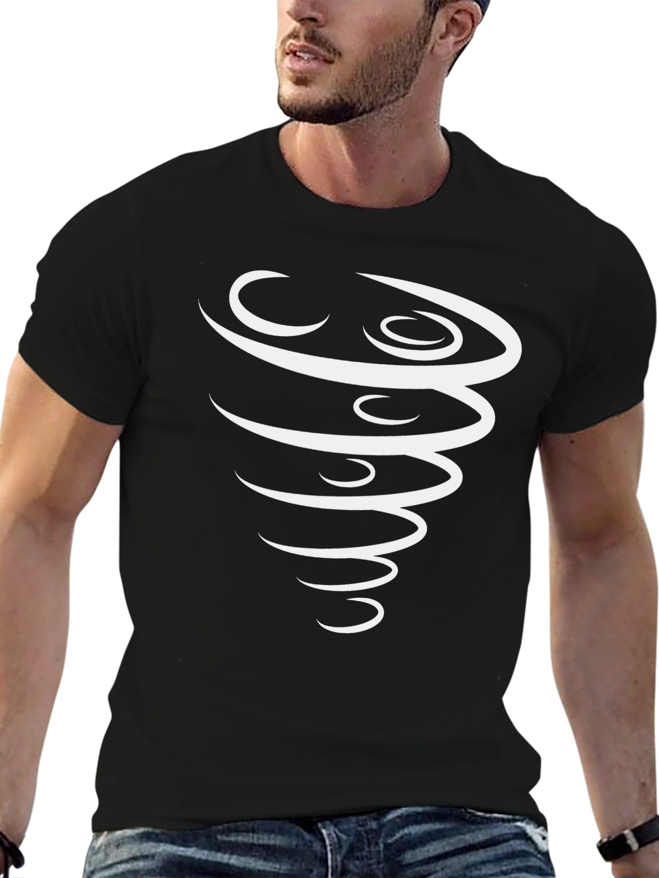 Stylish Tornado Graphic Black T-Shirt