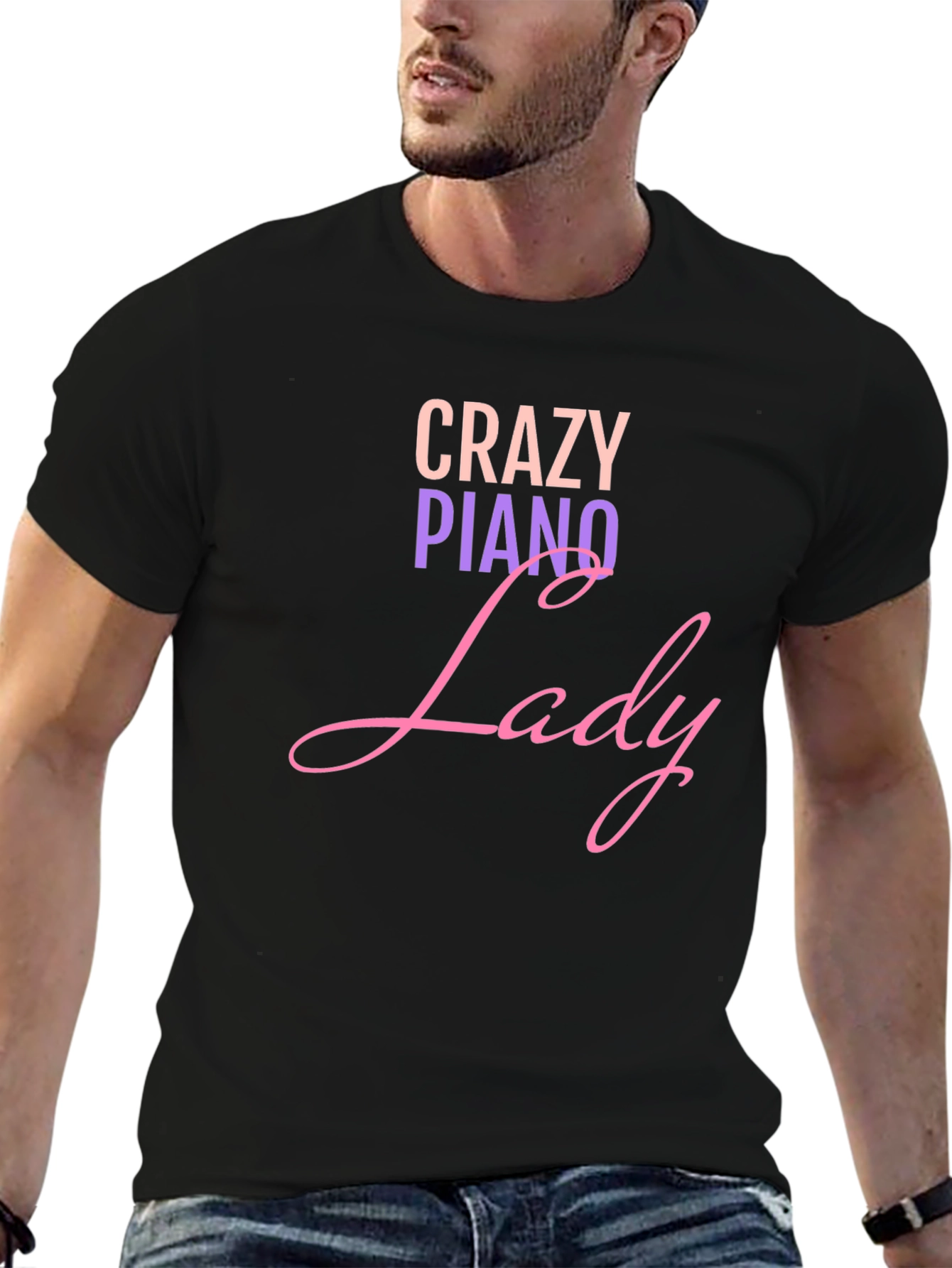 Crazy Piano Lady T-Shirt - Black