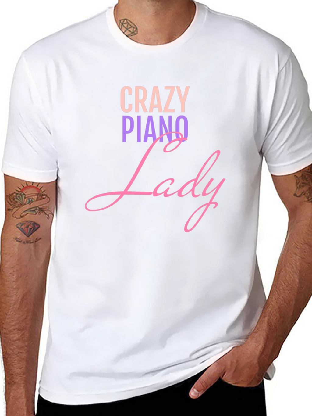Crazy Piano Lady T-Shirt - Black