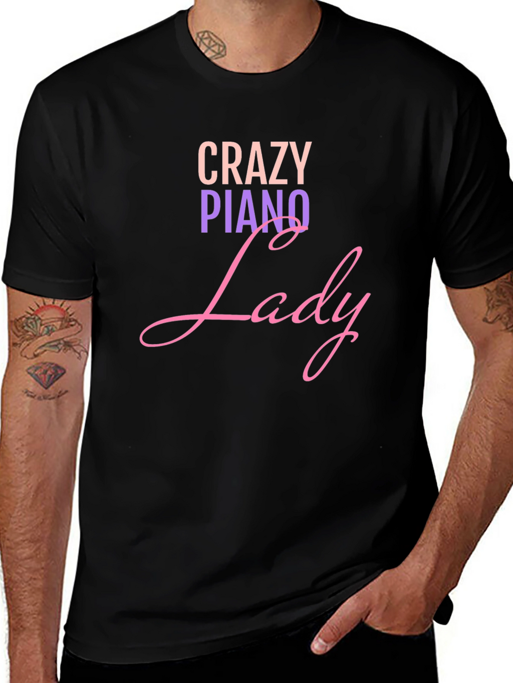 Crazy Piano Lady T-Shirt - Black