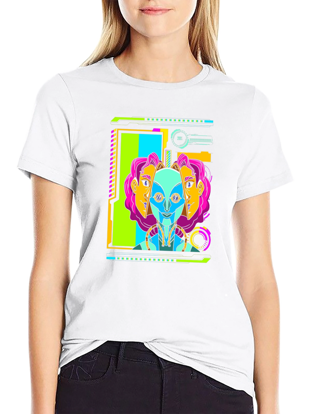 Cyberpunk Robot Head Graphic T-Shirt