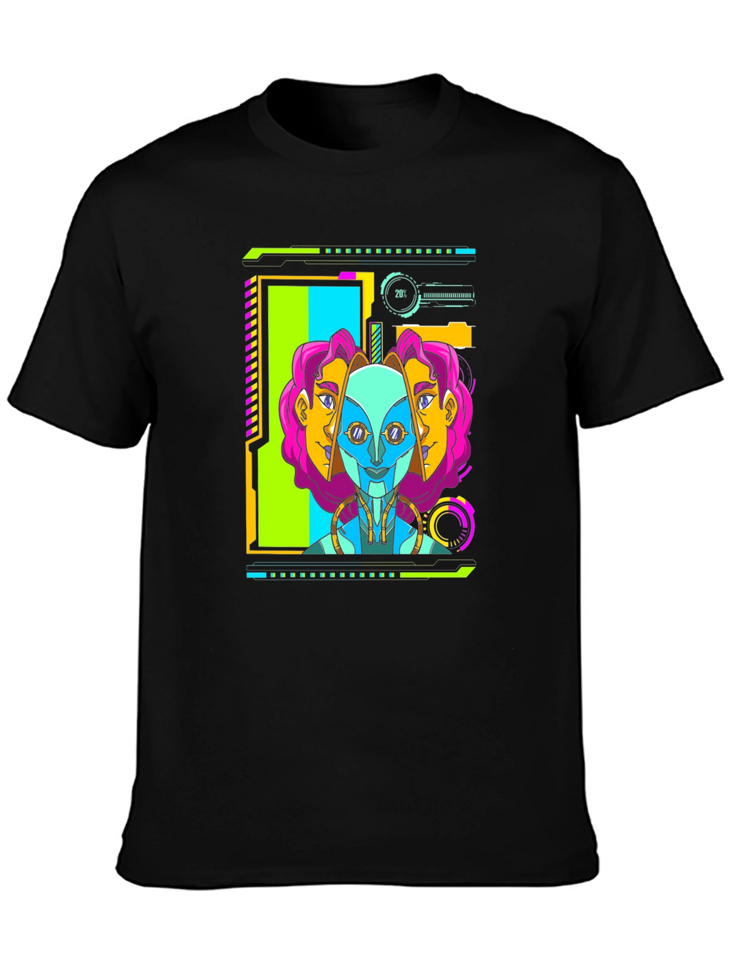 Cyberpunk Robot Head Graphic T-Shirt