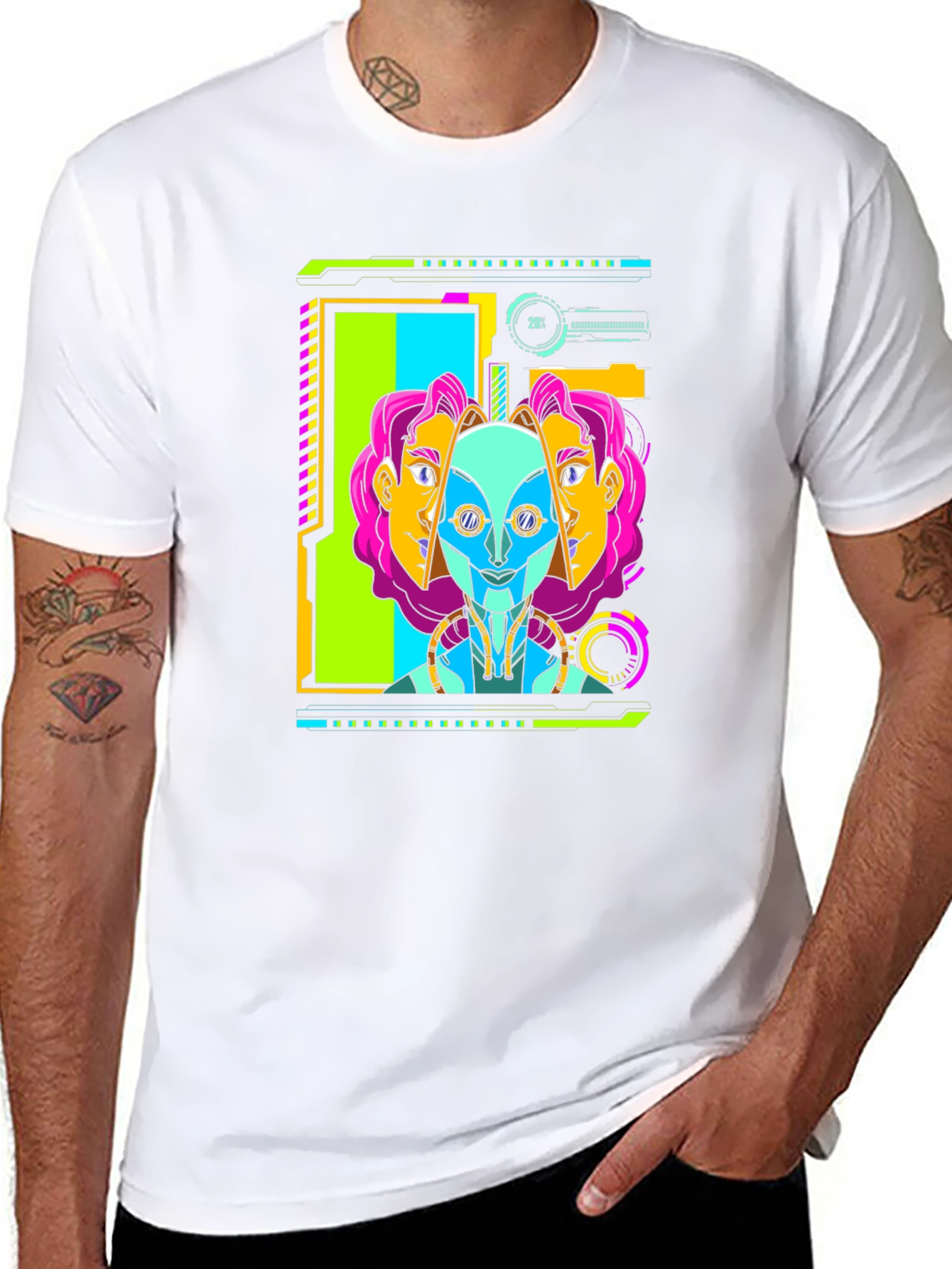 Cyberpunk Robot Head Graphic T-Shirt